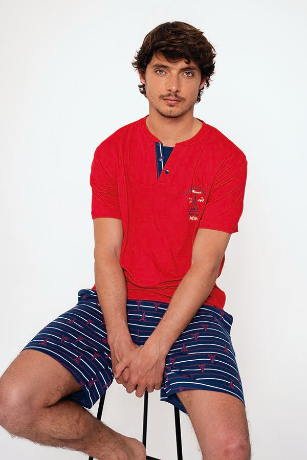 Pigiama corto da marinaio in cotone da uomo | MUYDEMI