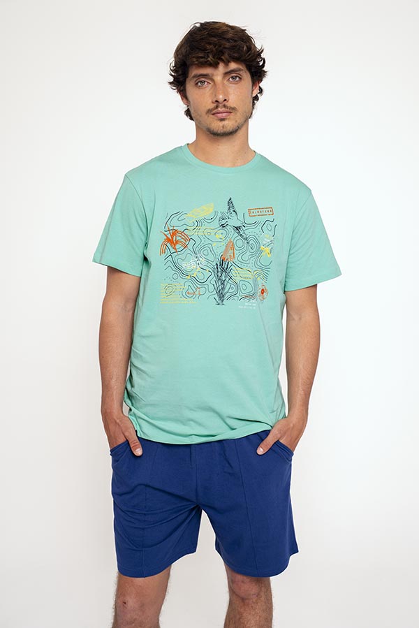 T-shirt grafica pigiama corto da uomo in cotone | MUYDEMI