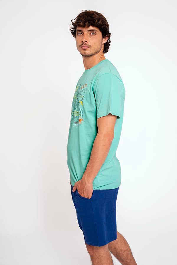 T-shirt grafica pigiama corto da uomo in cotone | MUYDEMI