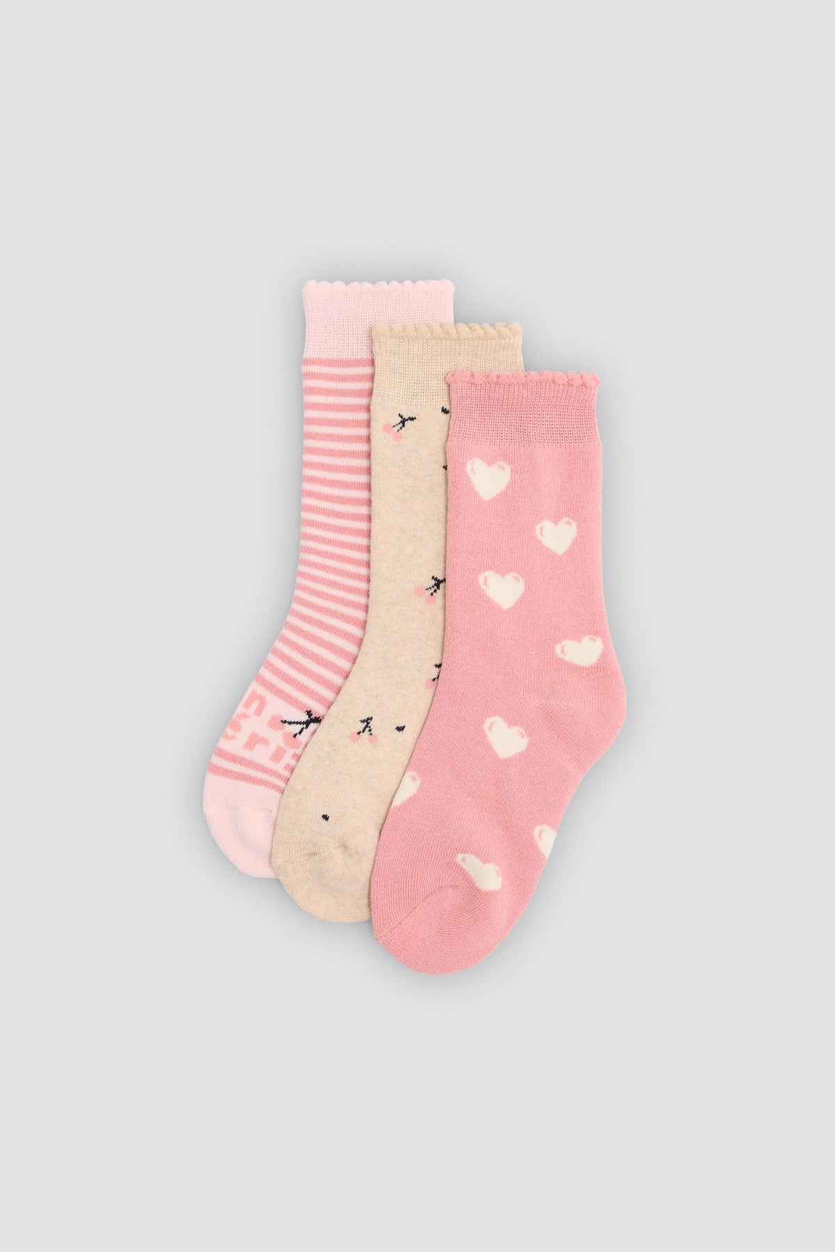 Pack 3 calzini bambina termici estampados cerezas y corazones