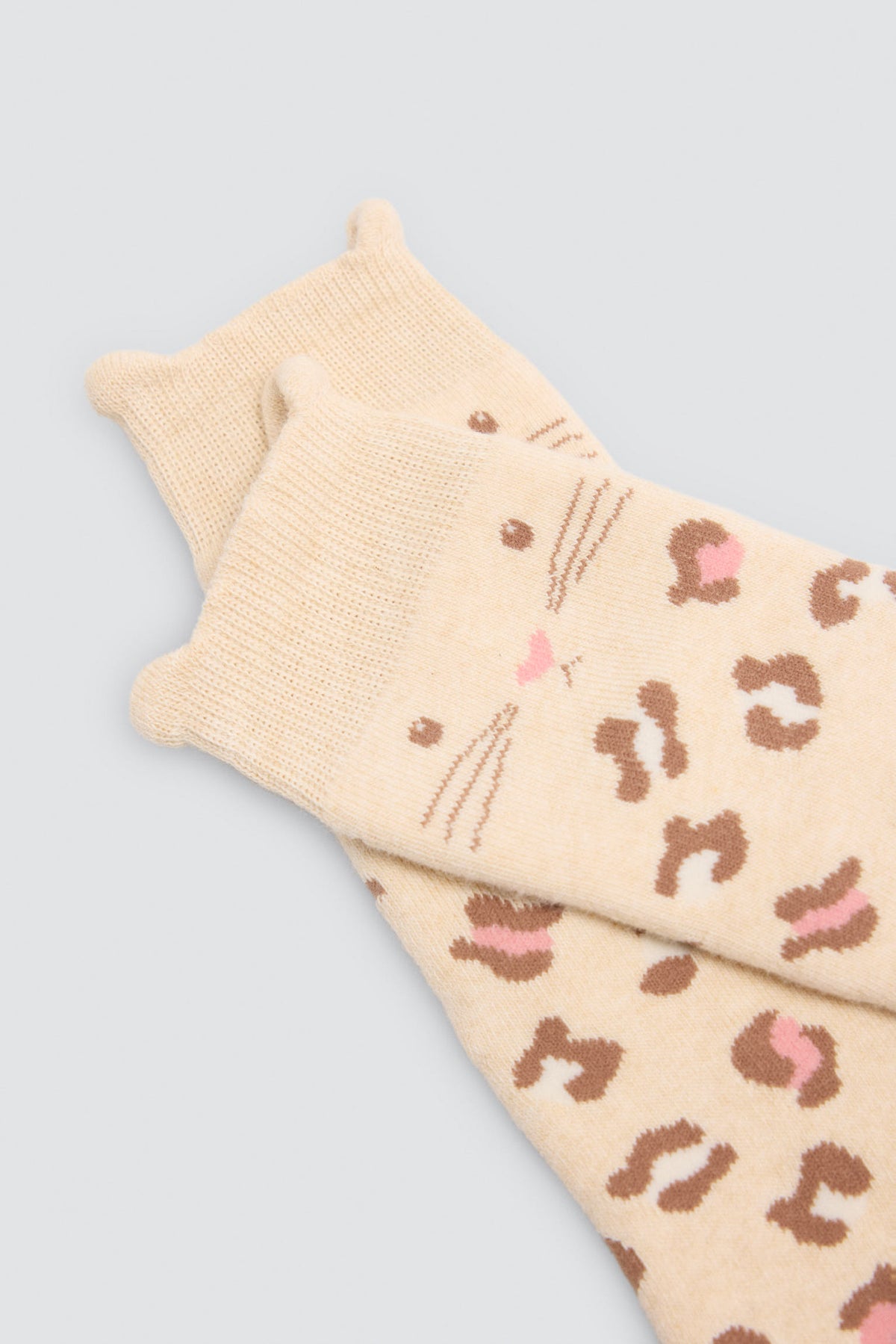 Pack 3 calzini bambina termici detalle orejas gato estampado leopardo