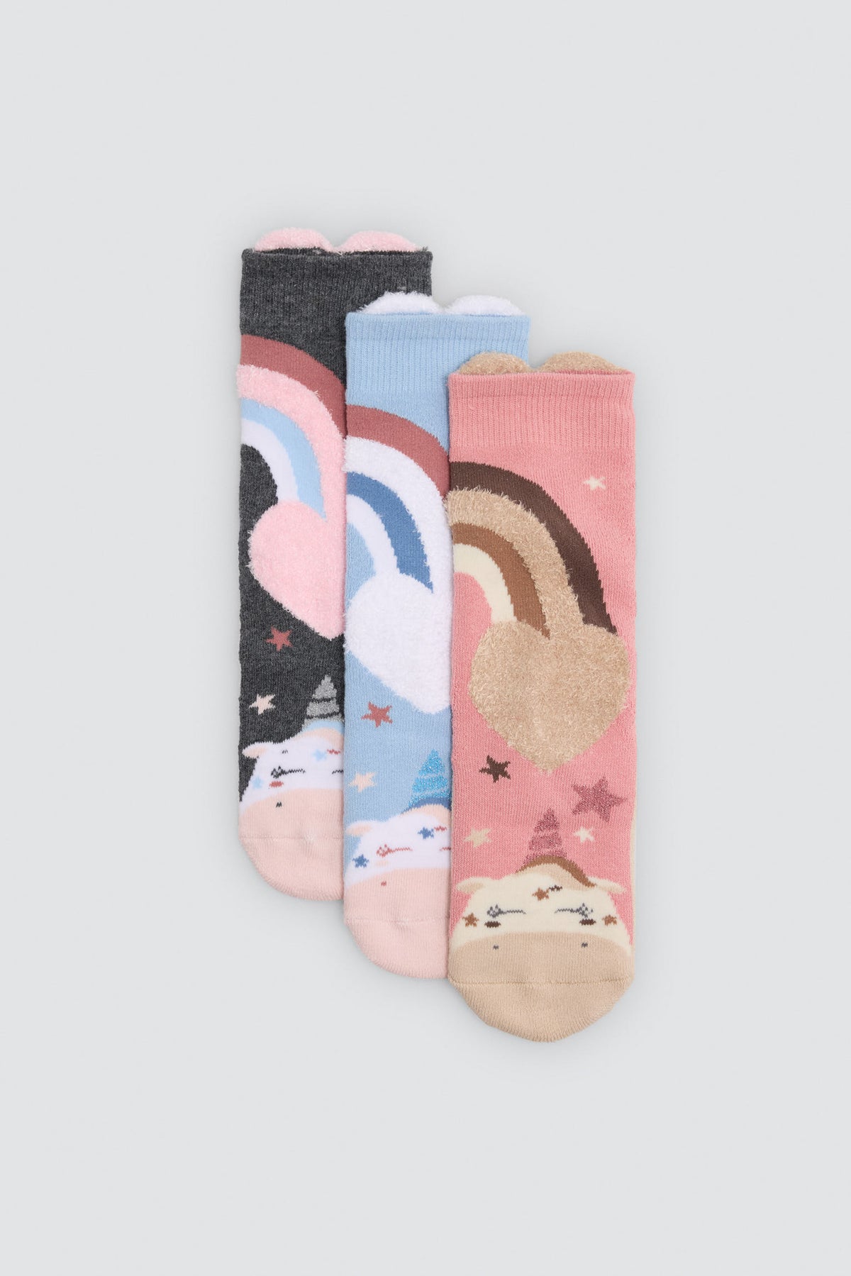 Pack 3 calzini bambina termici antidelizantes estampado unicornios y arcoiris