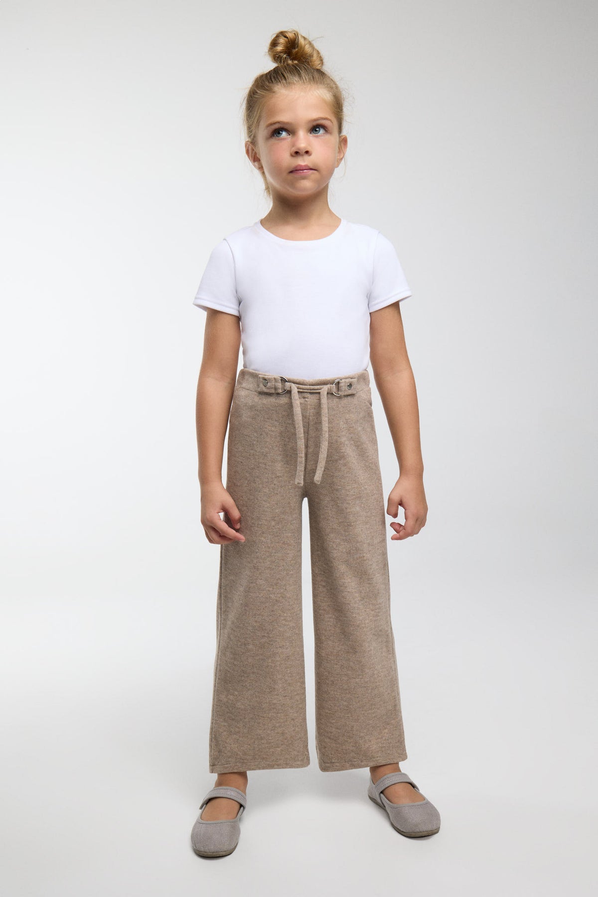 Pantalón ancho bambina jaspeado marrón