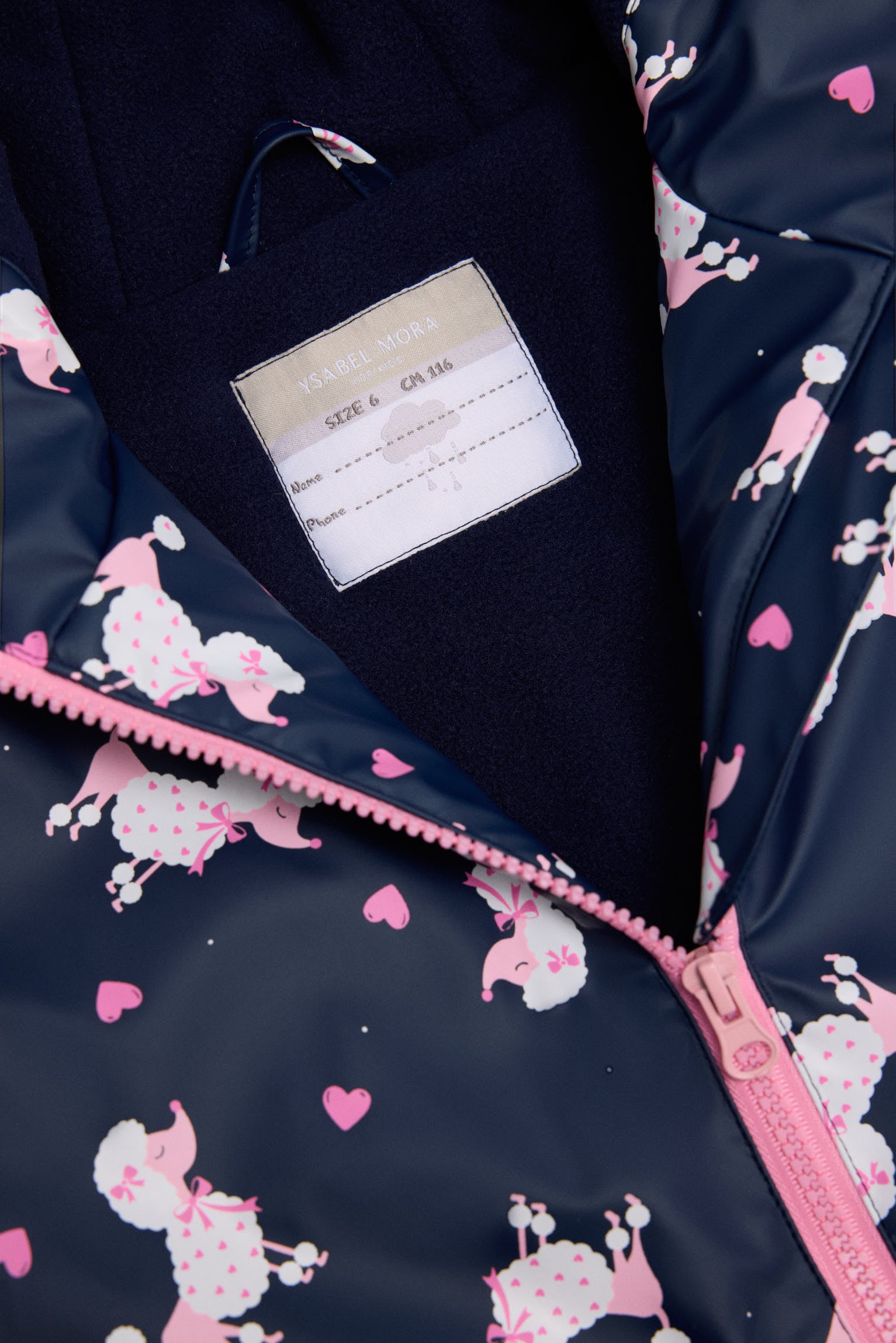 Chubasquero bambina forro polar estampado caniches