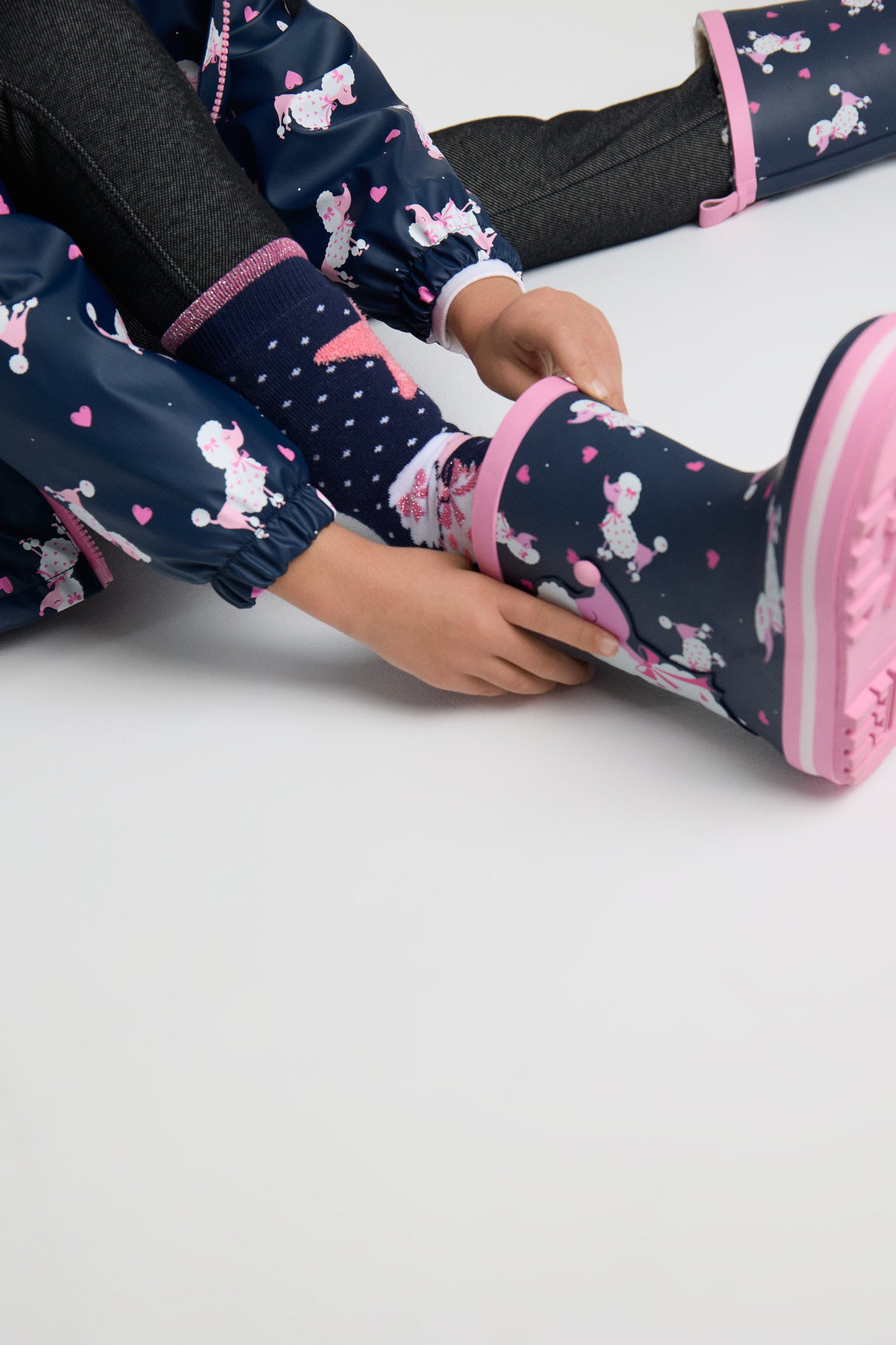 Botas de agua bambina forro borreguito estampado caniche