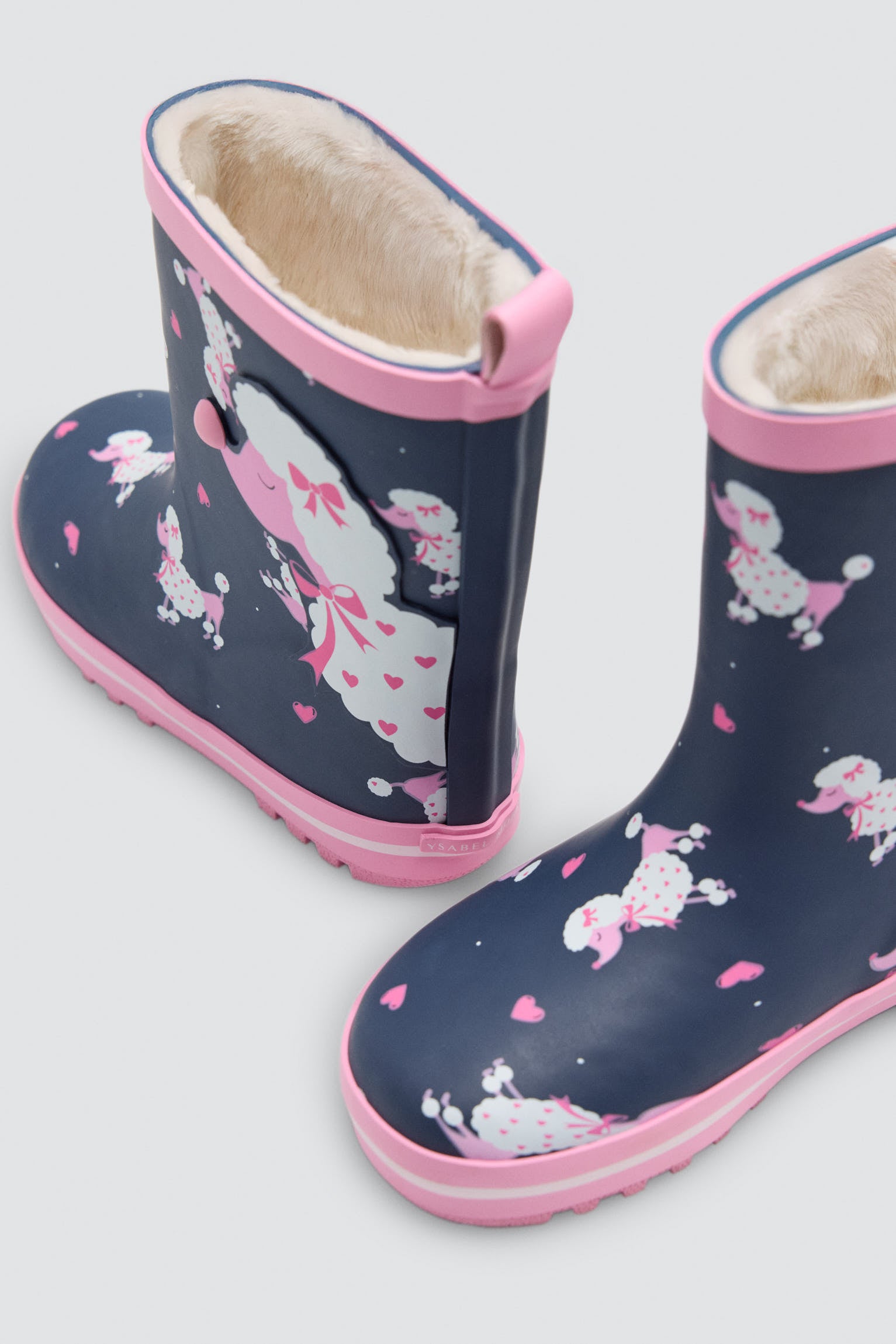 Botas de agua bambina forro borreguito estampado caniche