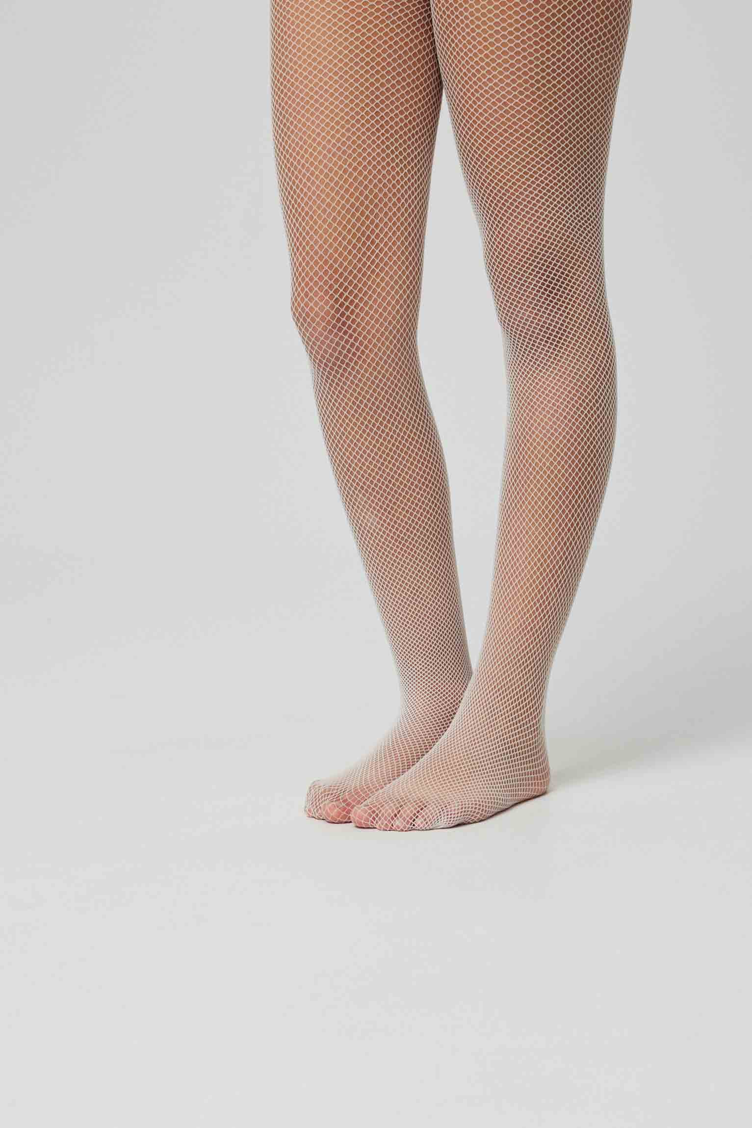Collant a rete baby avorio