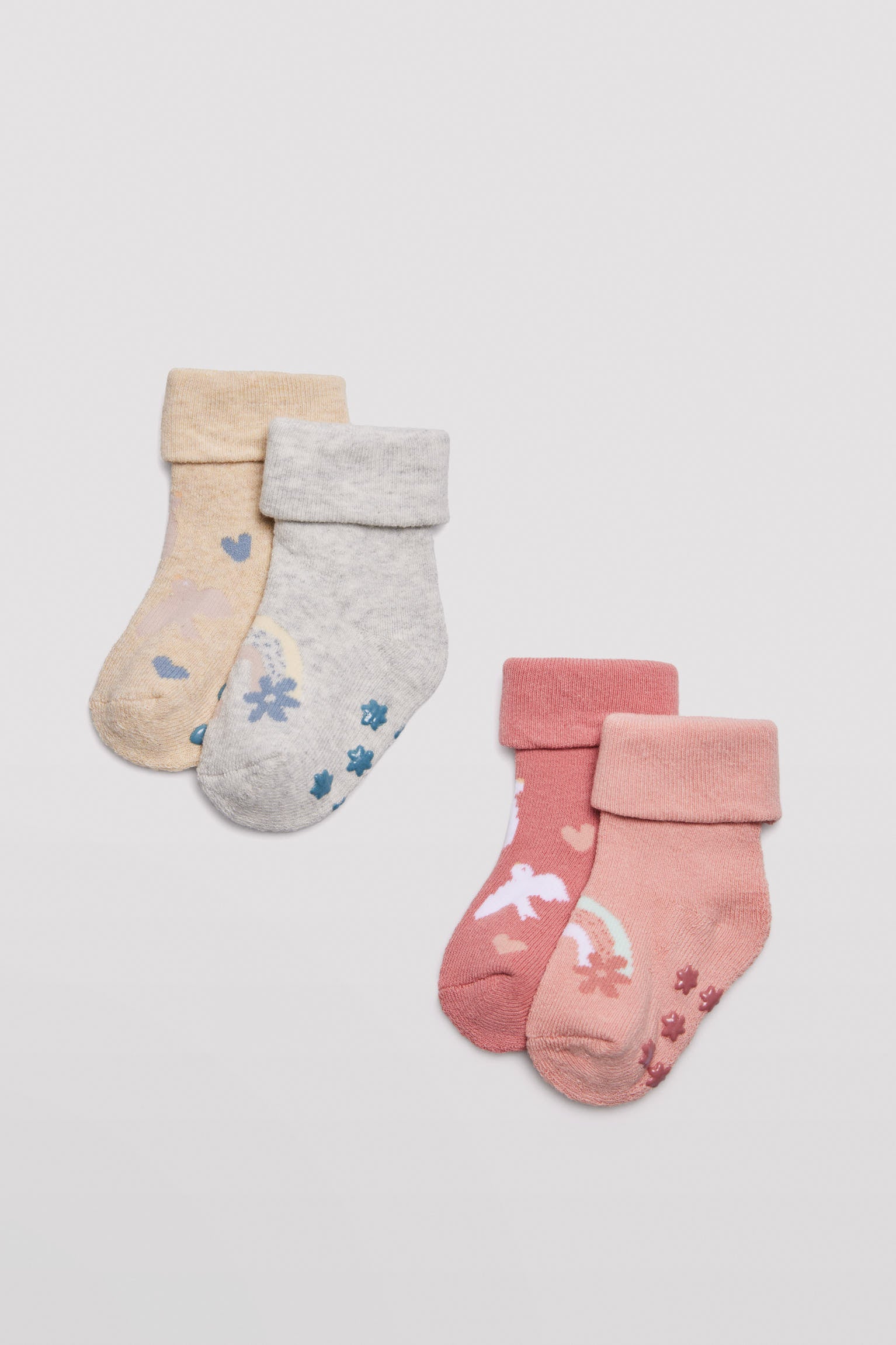 Calzini Bambini Antiscivolo - Confezione 6/12 Pezzi | Morbido Cotone, Taglie 0-5 Anni, Blu/Rosa - Foto 4