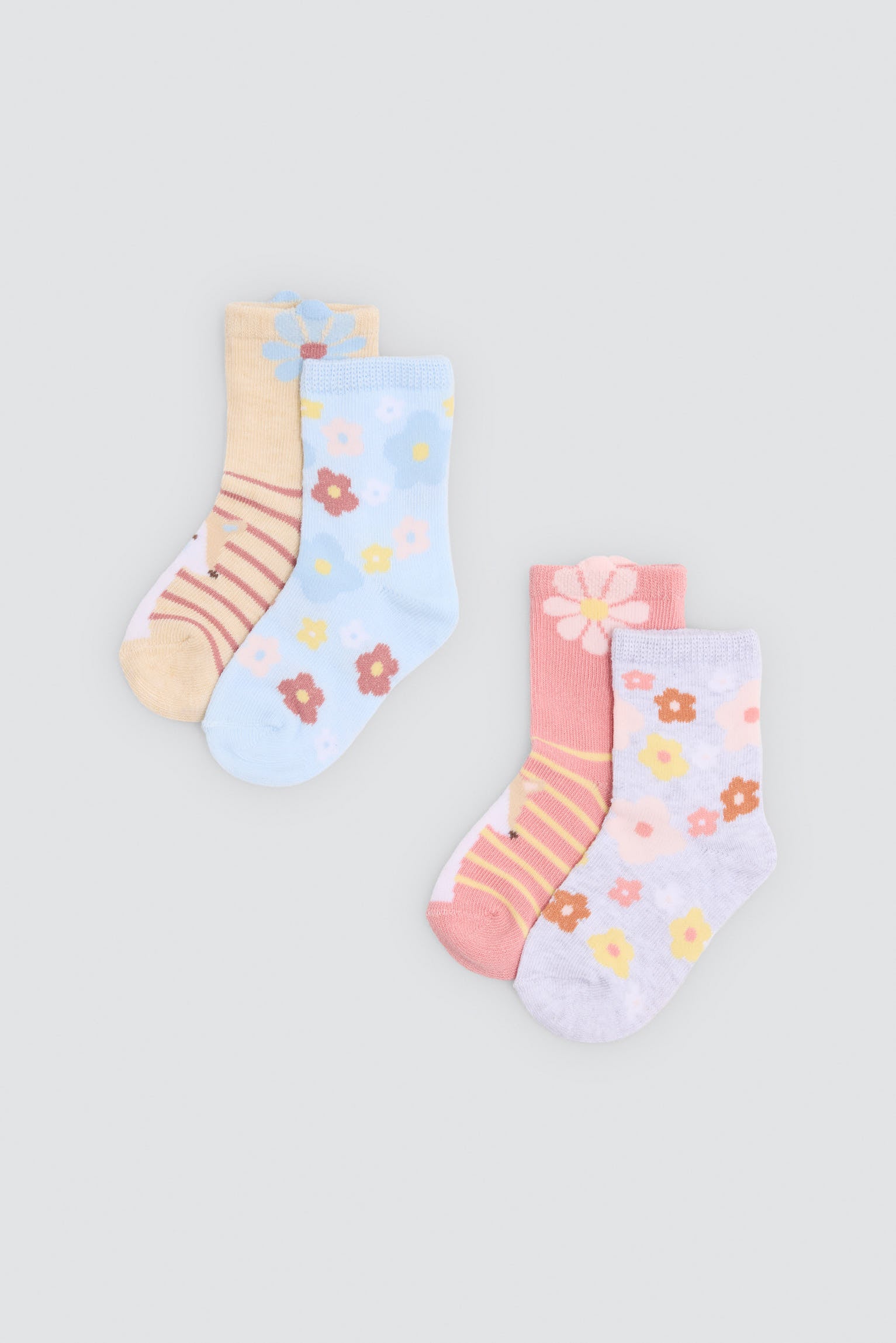 Pack 4 calzini neonato estampado flores y zorros