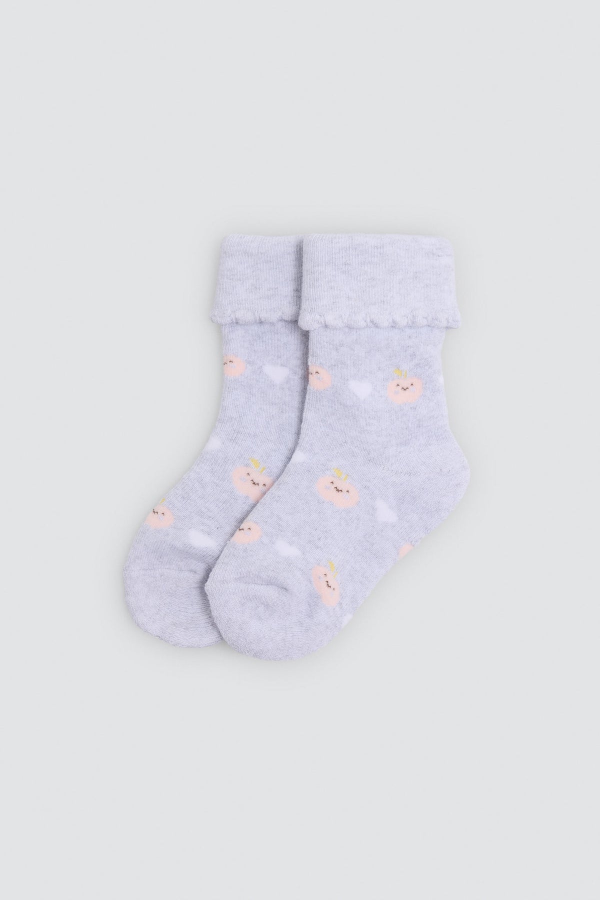Pack 4 calzini neonato termici puño doblado estampado frutas y corazones