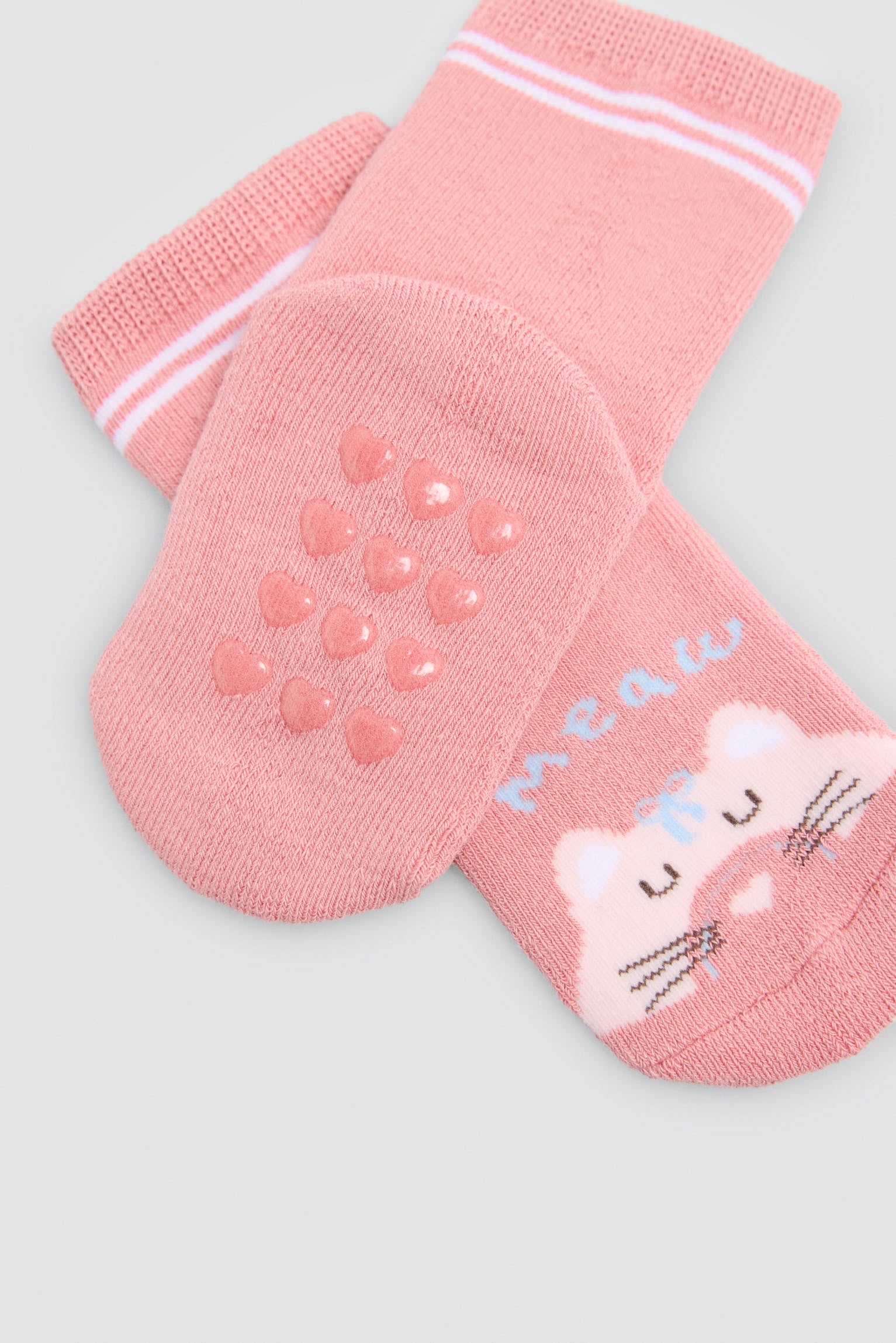 Pack 2 calzini neonato termici antideslizantes estampados gatos y arcoiris