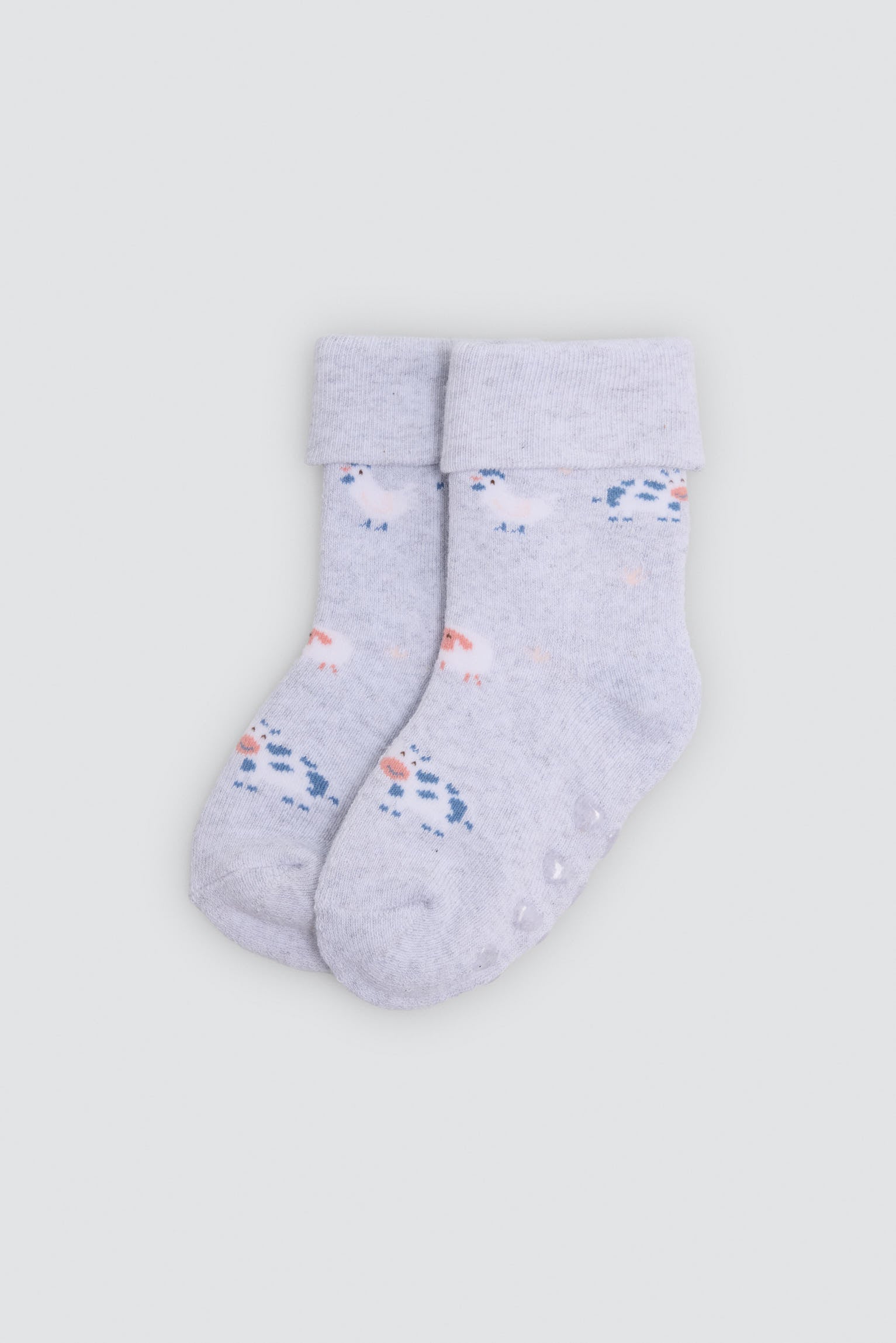 Pack 4 calzini neonato termici antideslizantes doble puño estampado vacas y patos
