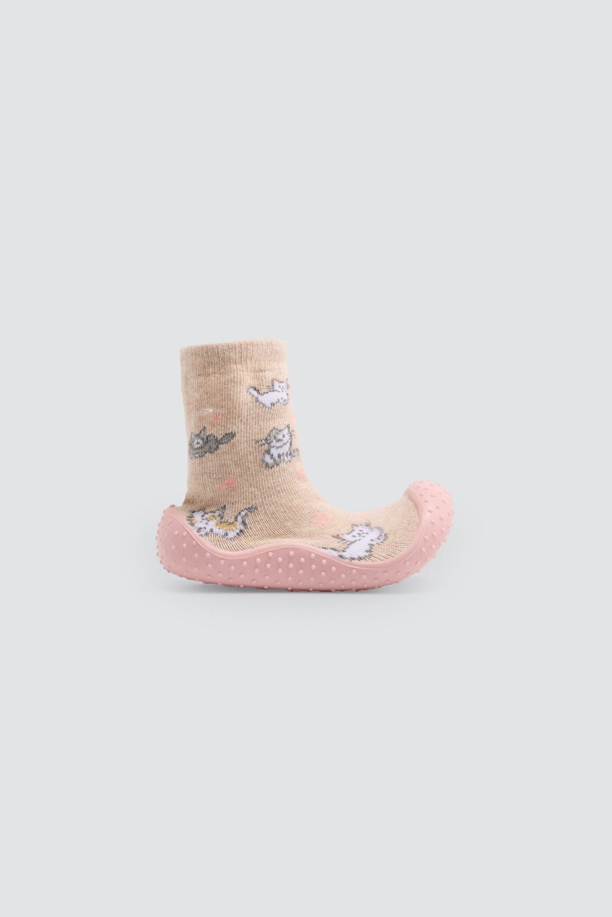 Calzini-pantofole per neonata con stampa gattini