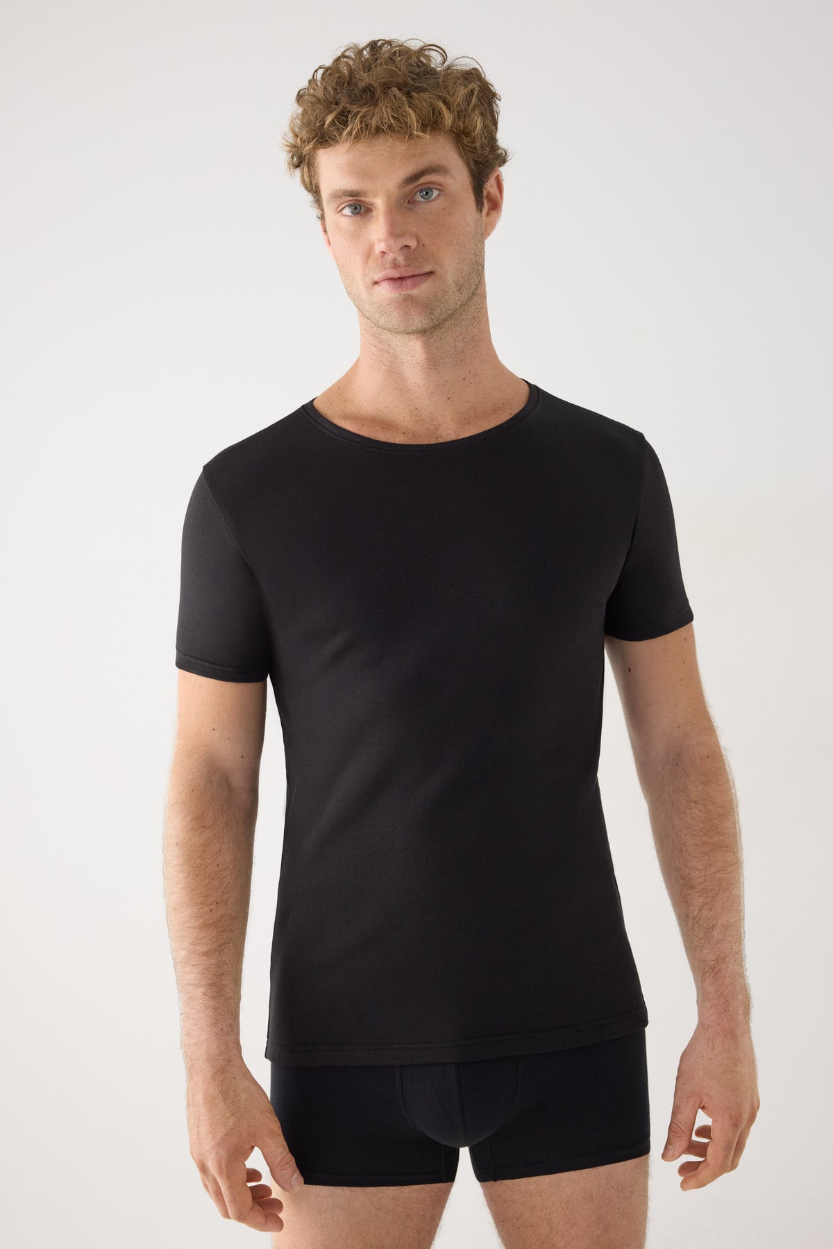 T-shirt termica leggera da uomo a maniche corte in cotone, nera