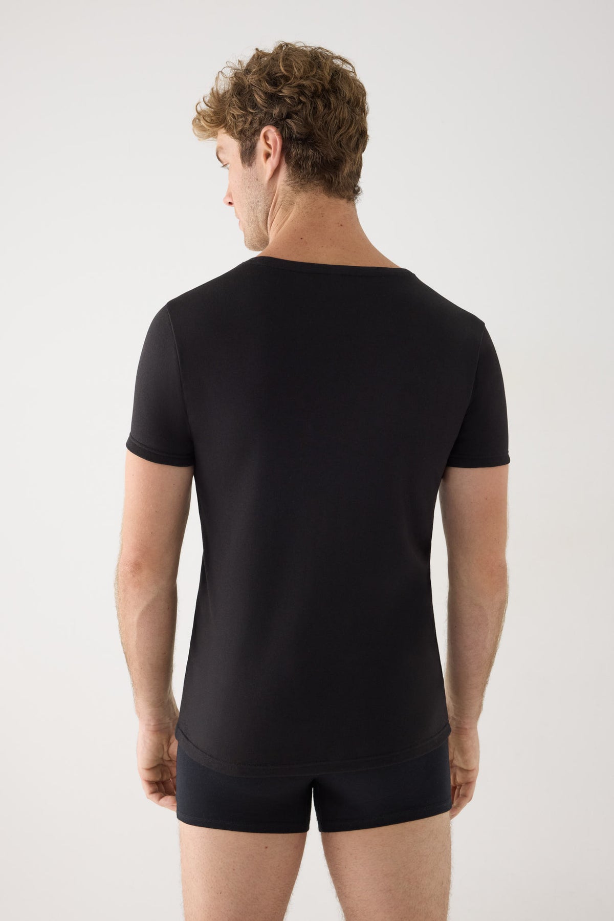 T-shirt termica leggera da uomo a maniche corte in cotone, nera