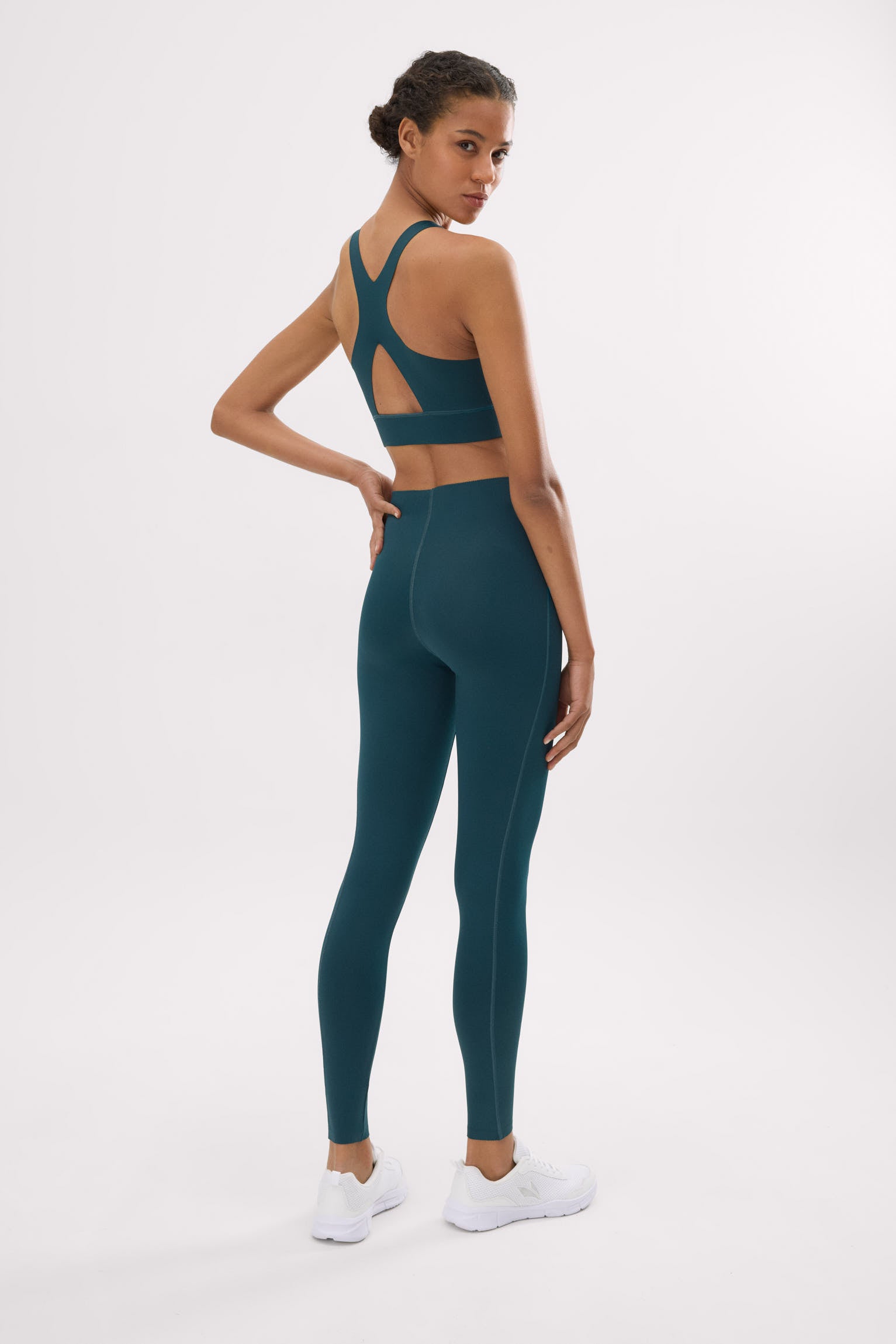 Leggings deportivos largos compressive vientre plano verde botella - Ysabel Mora