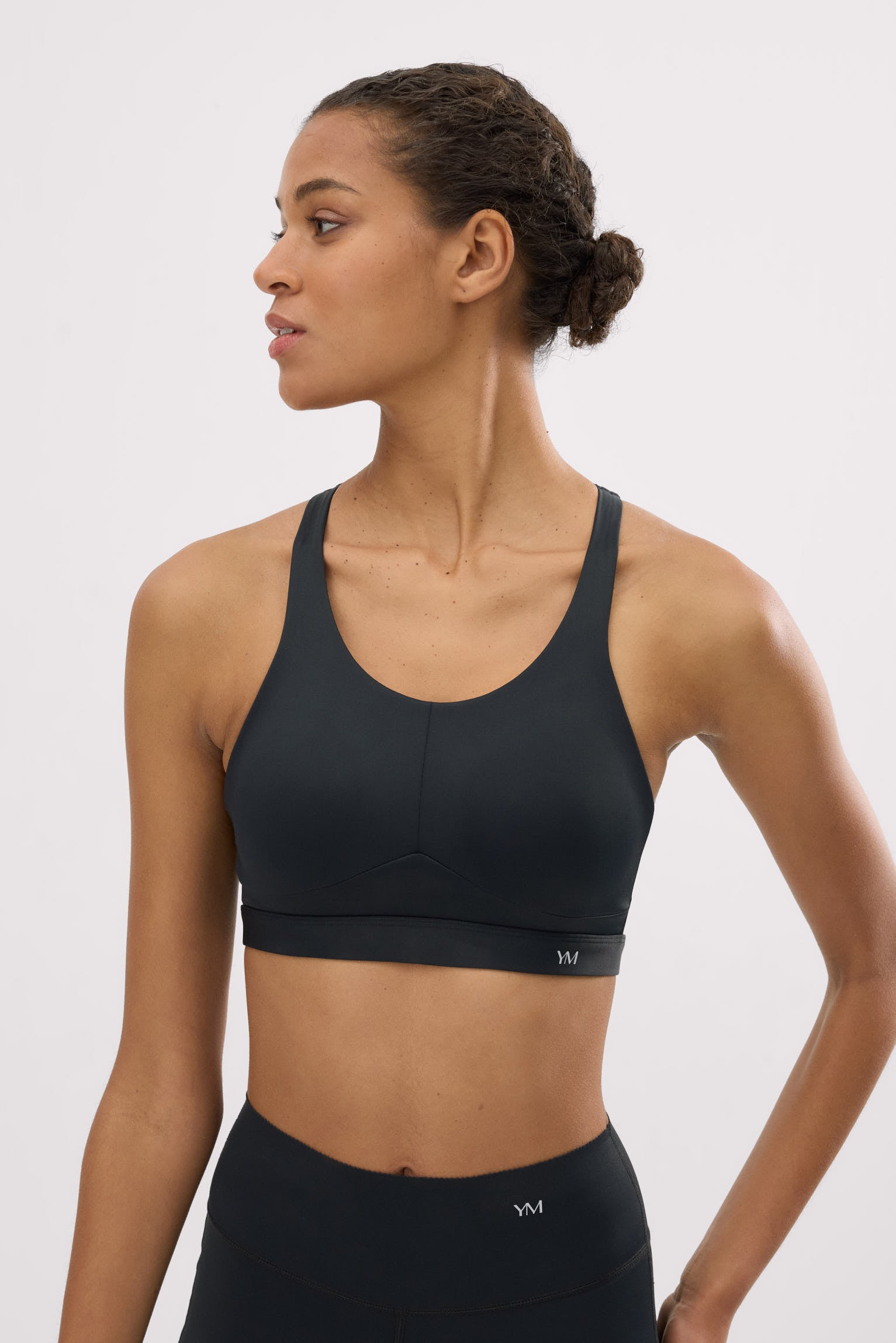 Reggiseno sportivo compressivo ad alto impatto con spalline regolabili in nero