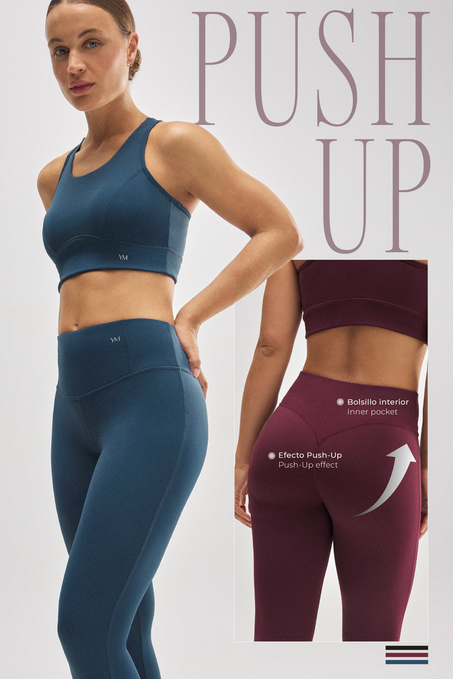 Leggings sportivi blu effetto push-up