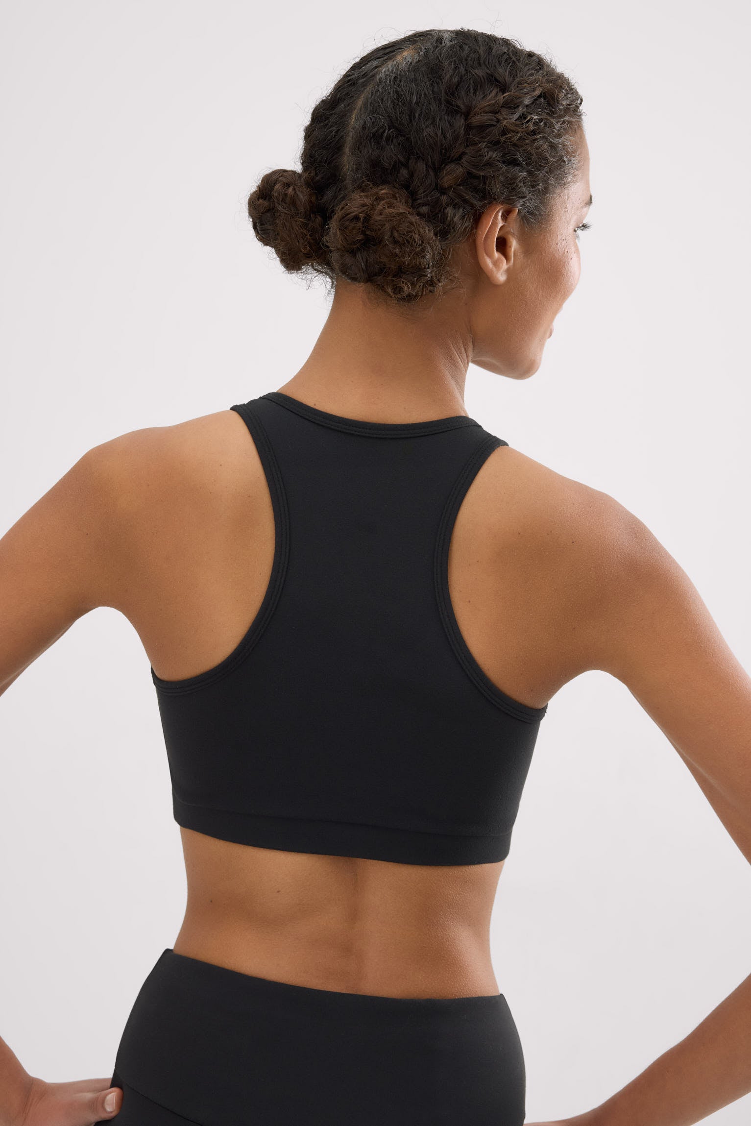 Reggiseno sportivo color block in cotone nero