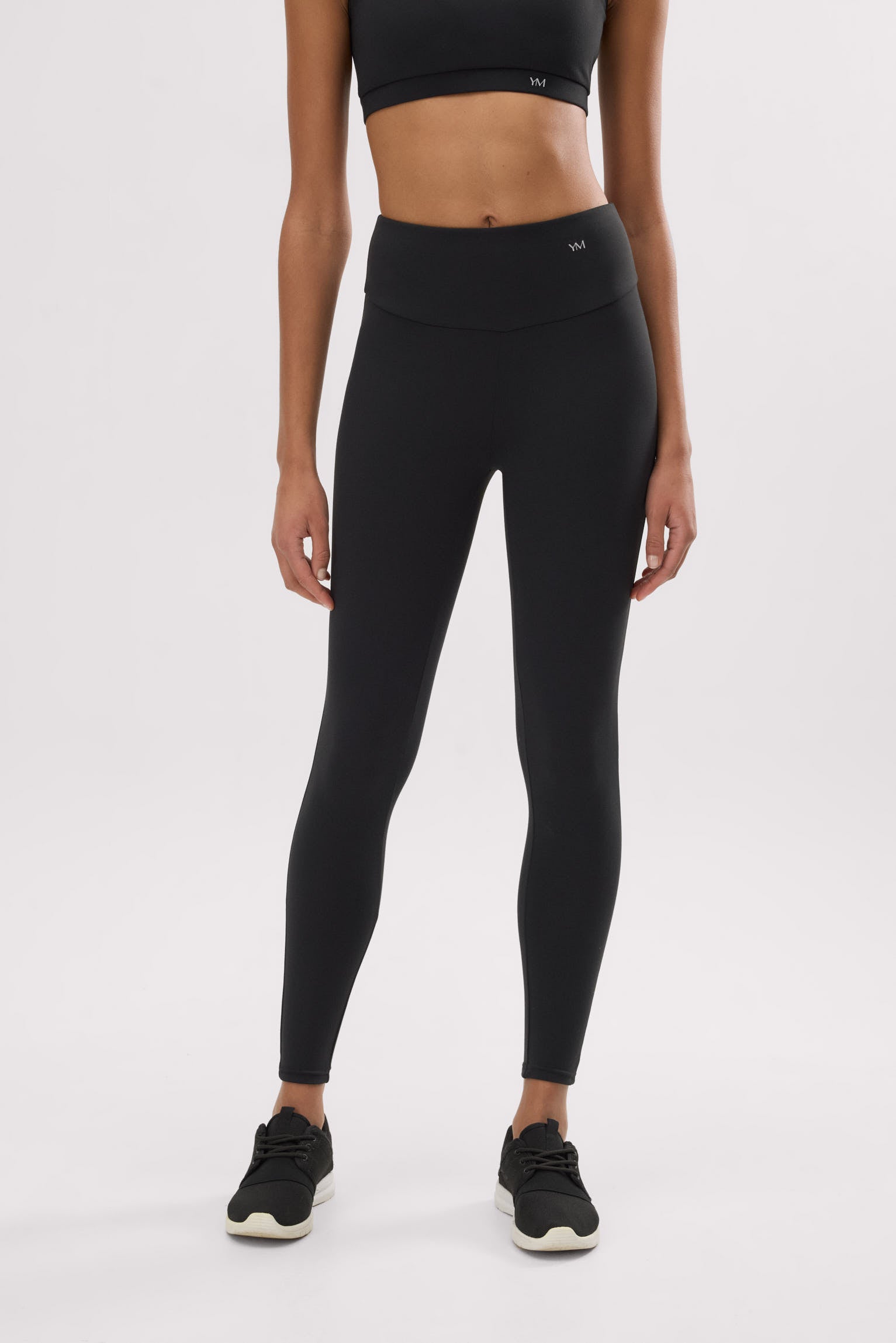 Leggings sportivi a vita alta in cotone nero