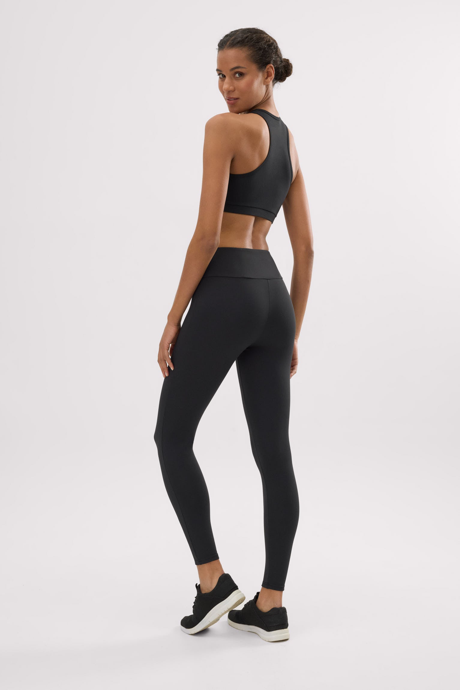 Leggings sportivi a vita alta in cotone nero