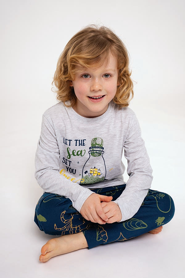 Pigiama lungo in cotone per bambini Let the Sea | MUYDEMI