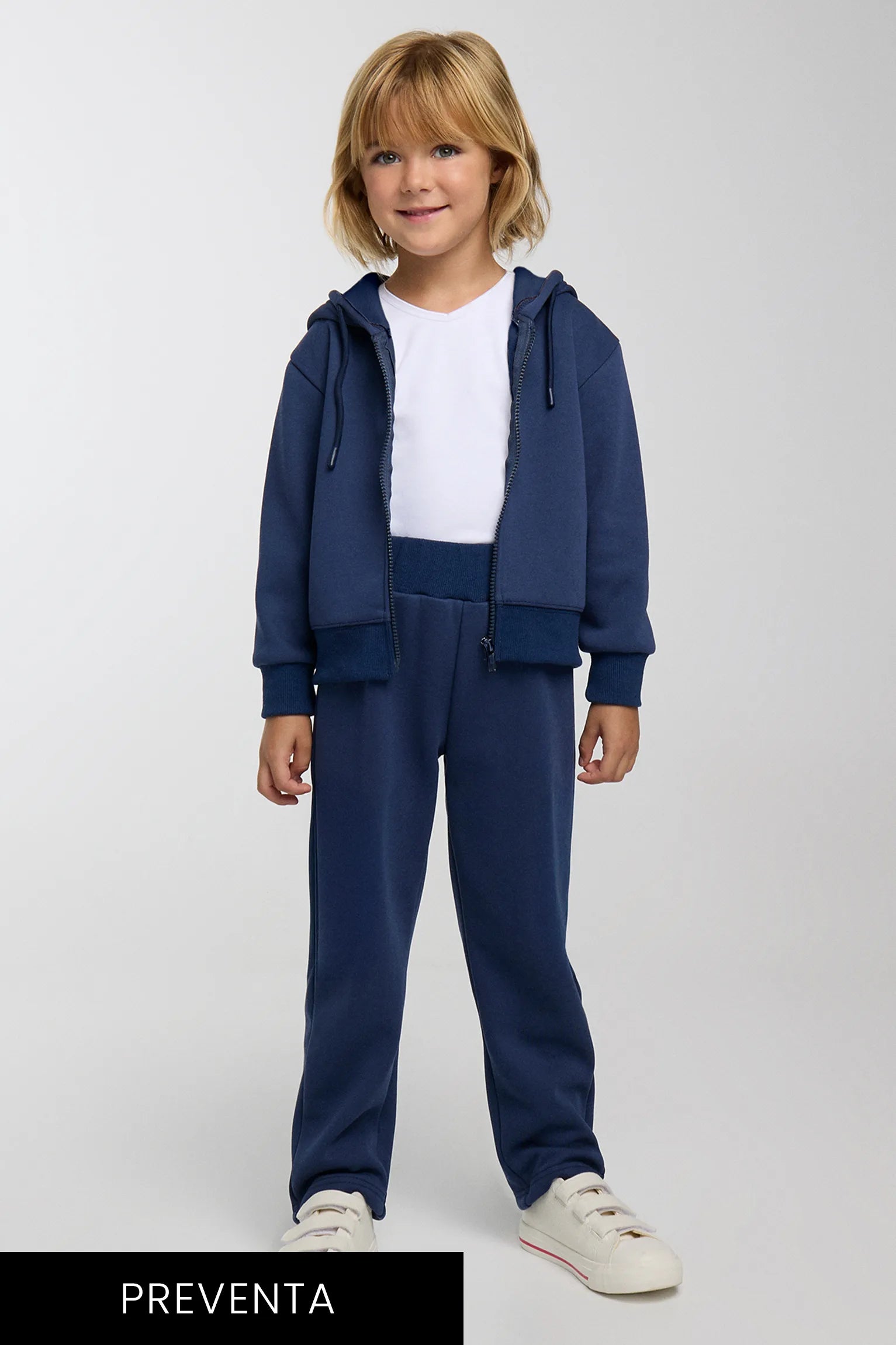 Chándal sportivo de bambina afelpado chaqueta y pantalón recto marino