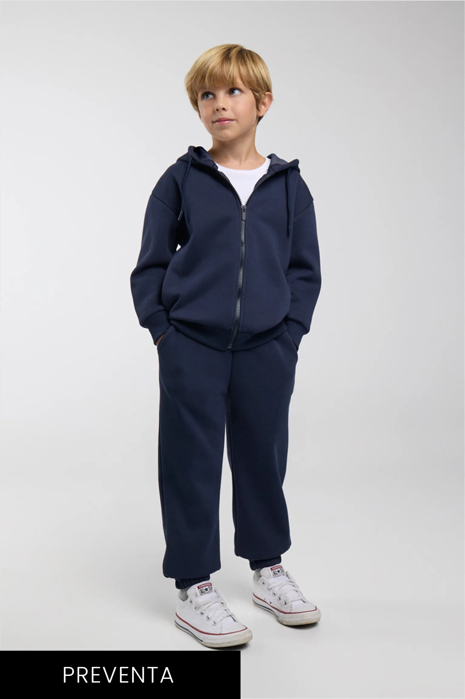Chándal sportivo de bambino afelpado chaqueta y jogger ancho marino
