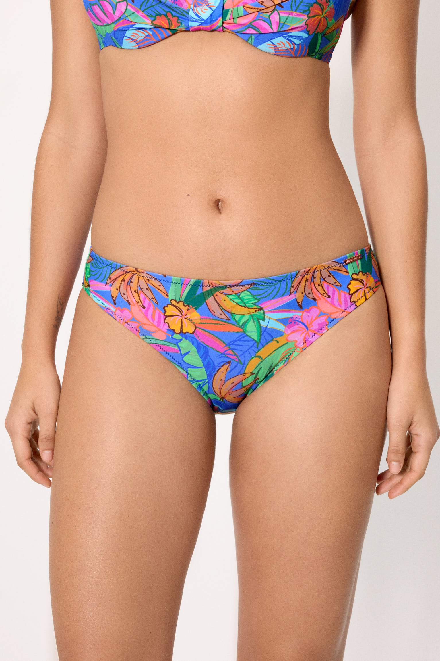 Slip bikini con stampa tropicale