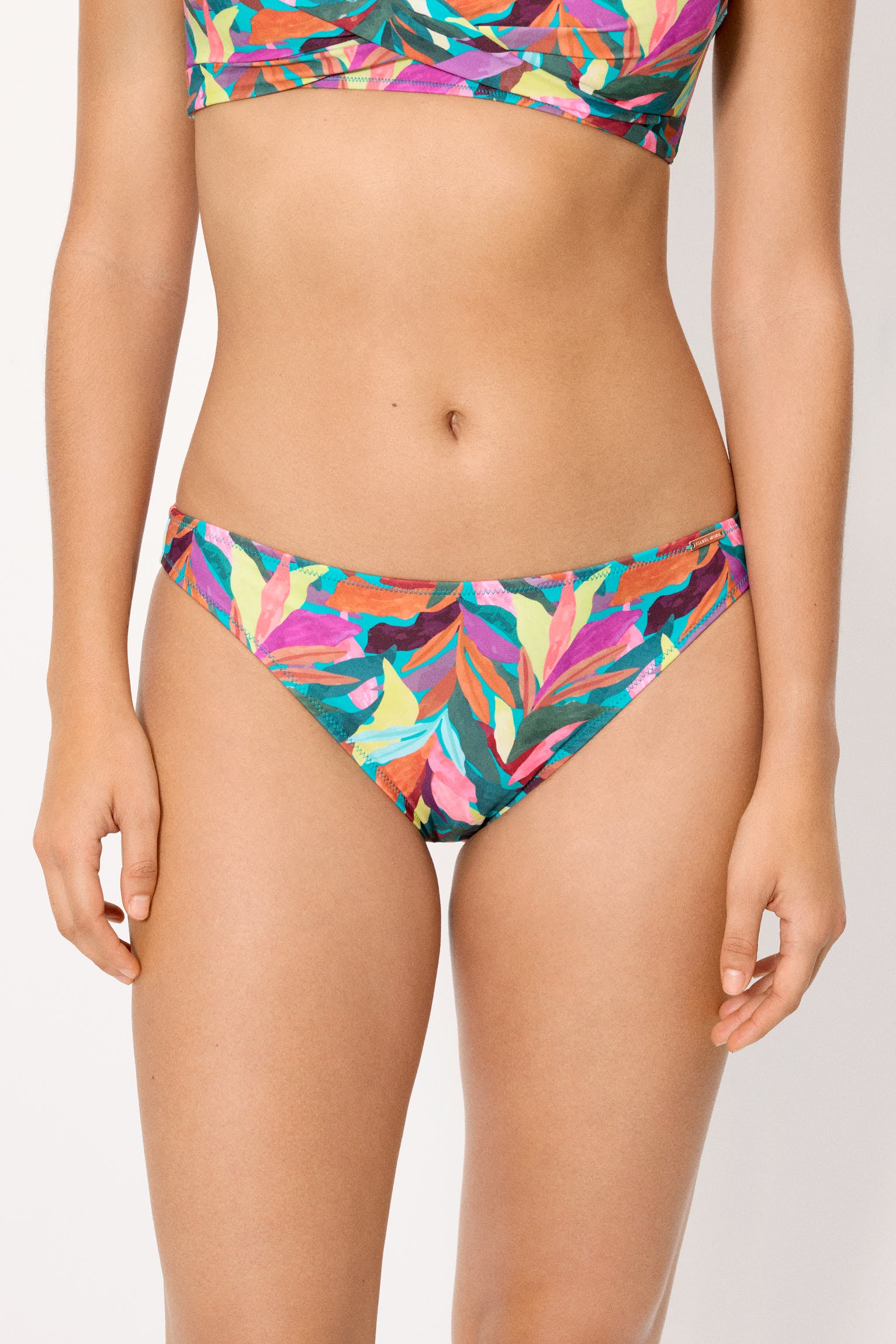 Slip bikini con stampa a foglie