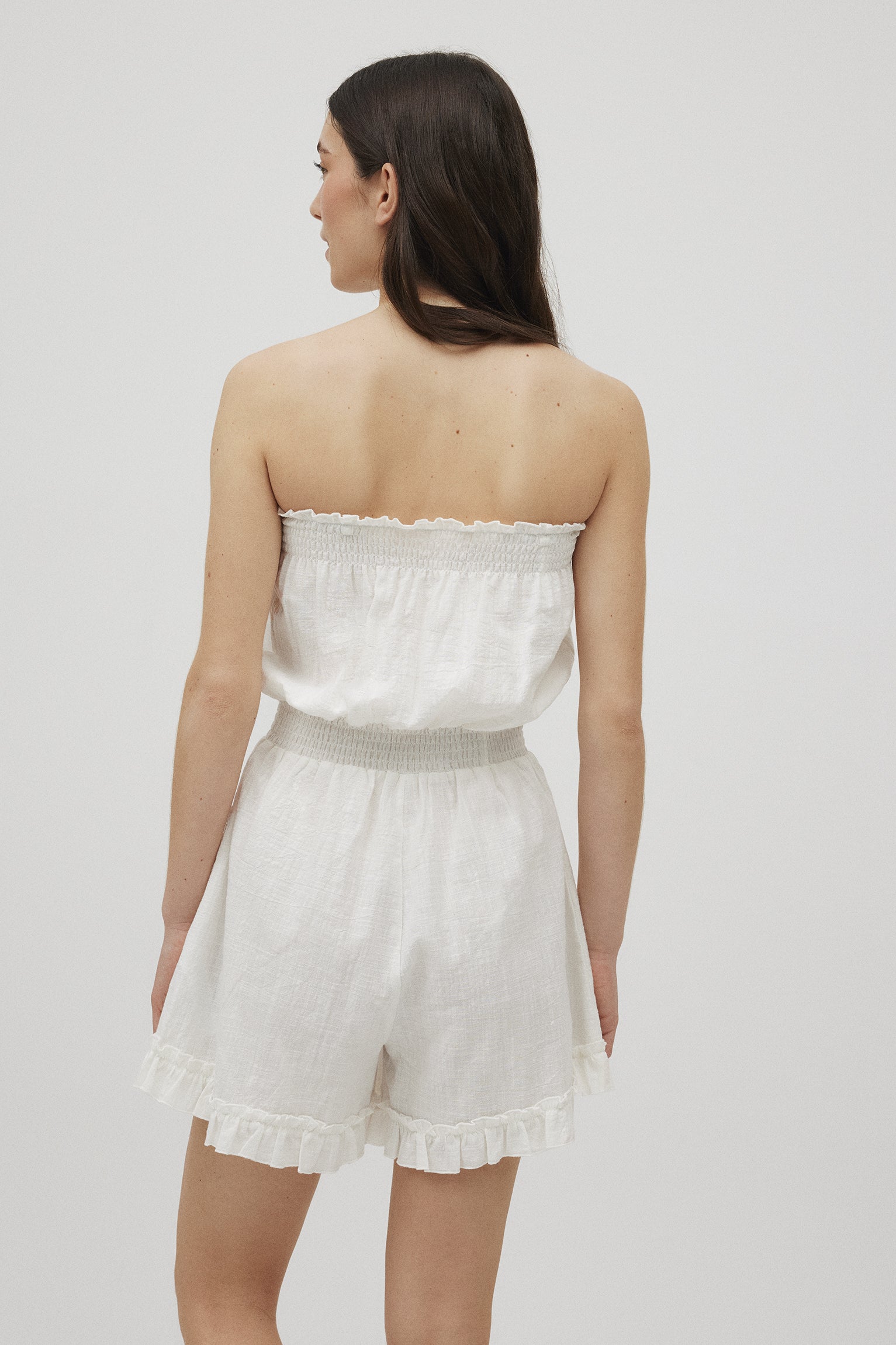 Tuta corta in cotone con spalline removibili