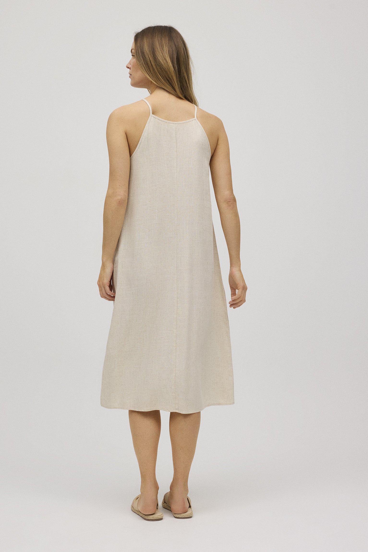 Abito midi dritto in lino