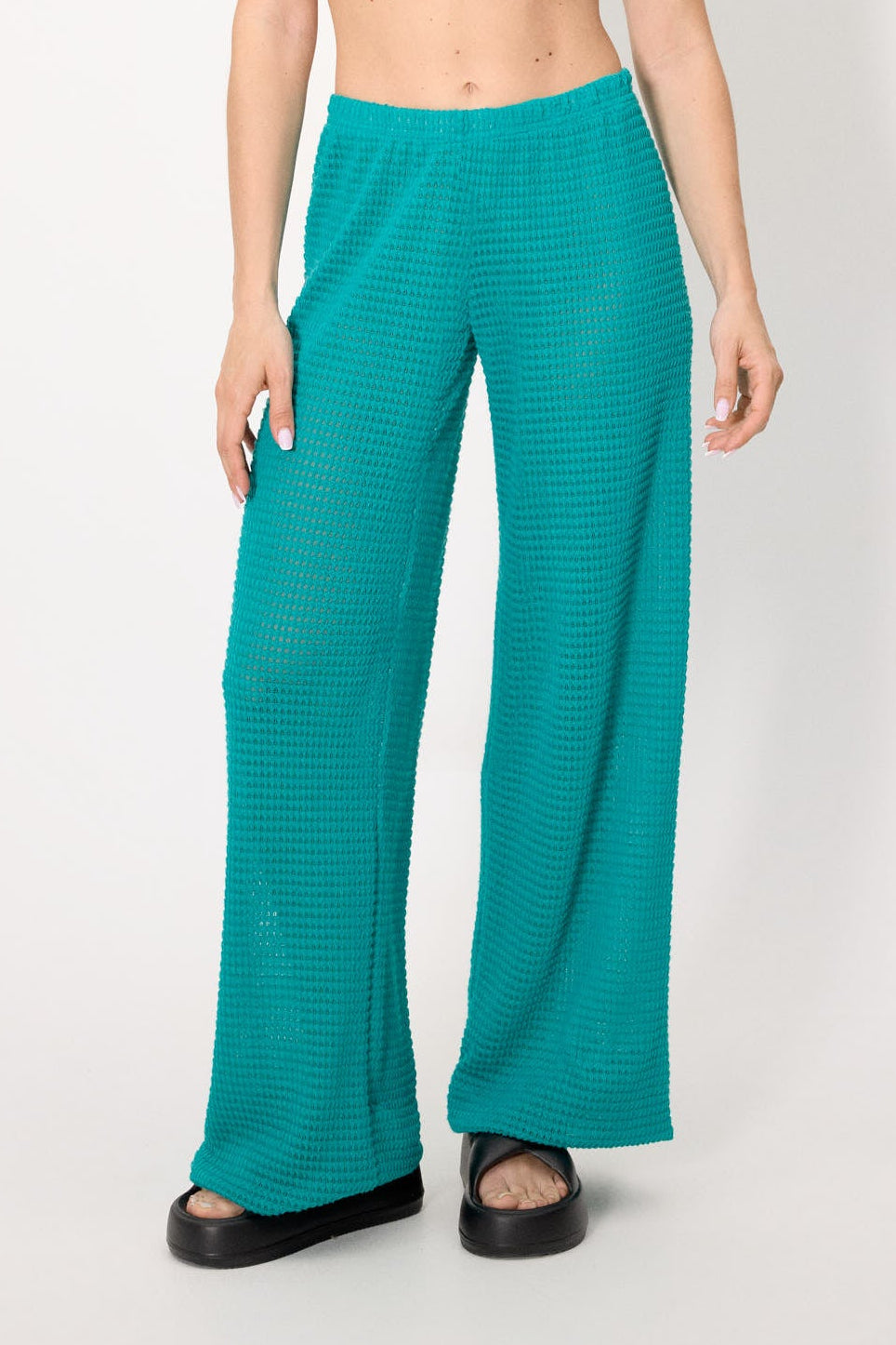 Pantalón largo calado turquesa - Ysabel Mora