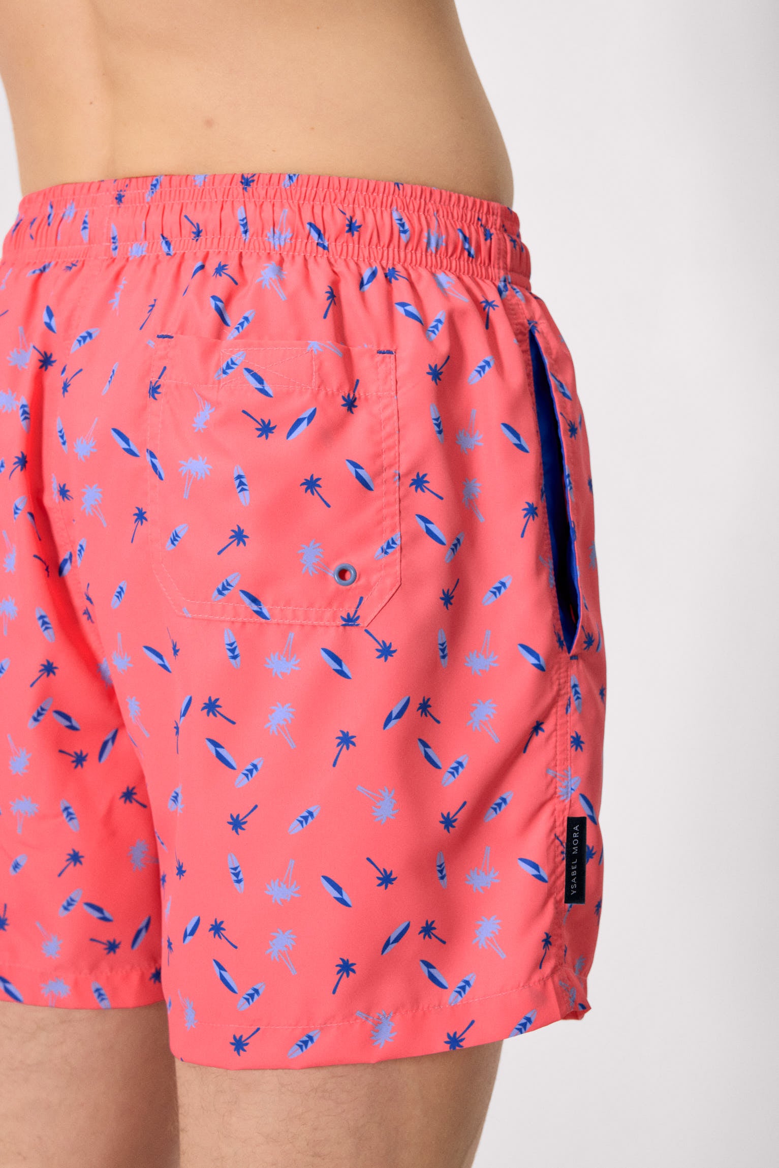 Costume da bagno intero con stampa di palme e tavole da surf