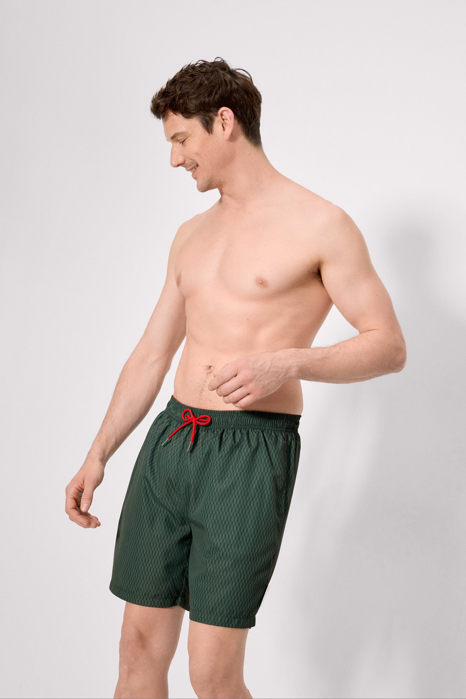 Costume da bagno lungo con stampa etnica verde