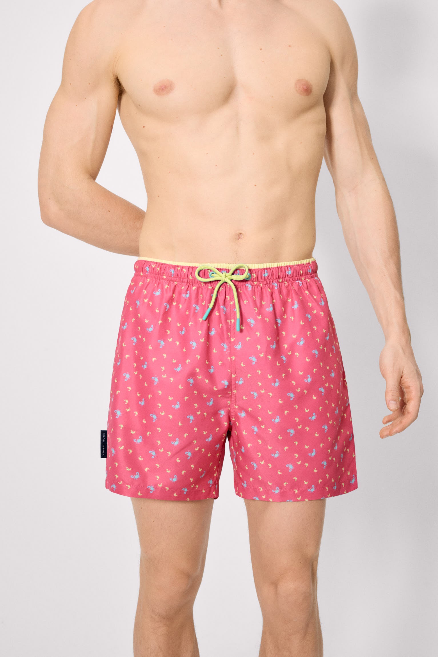 Bañador corto estampado cangrejos rosa - Ysabel Mora