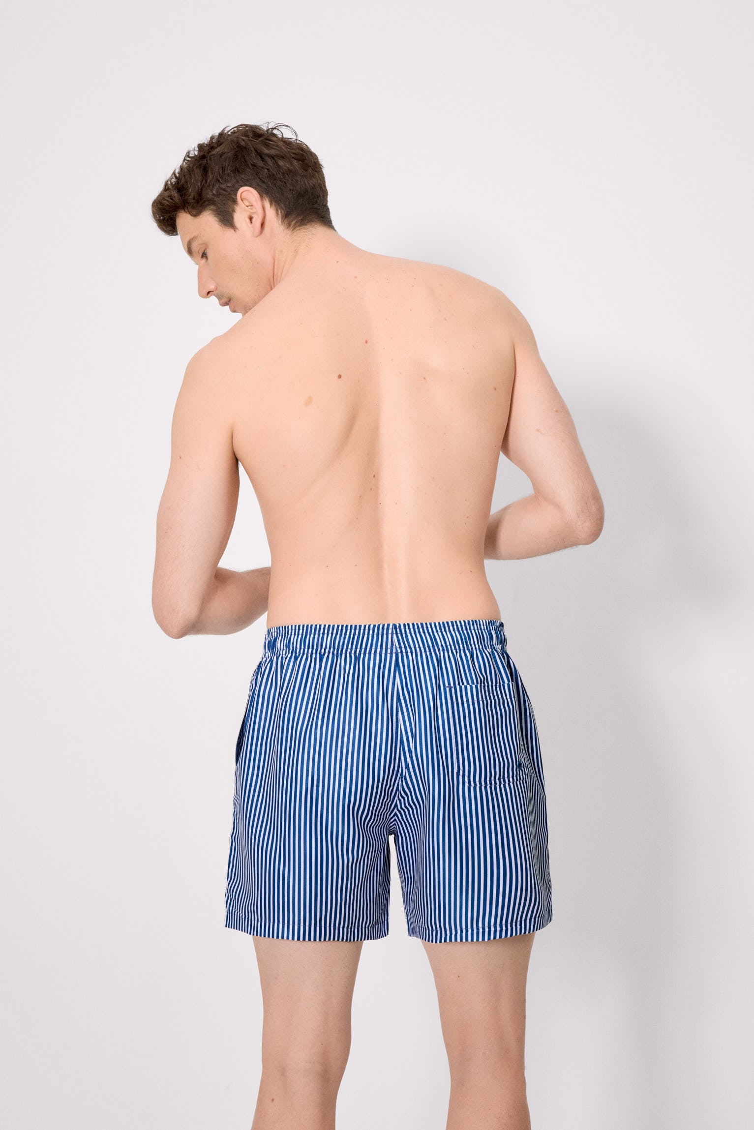 Costume da bagno intero con stampa a righe blu