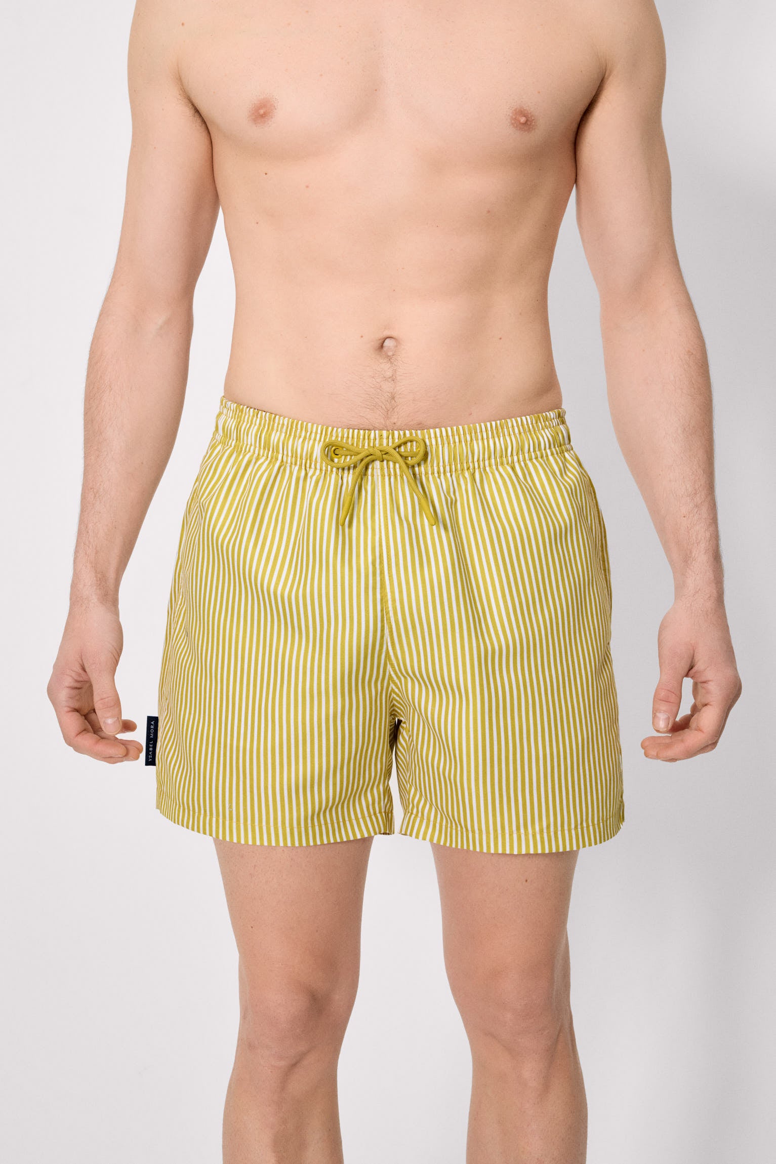 Costume da bagno intero con stampa a righe gialle