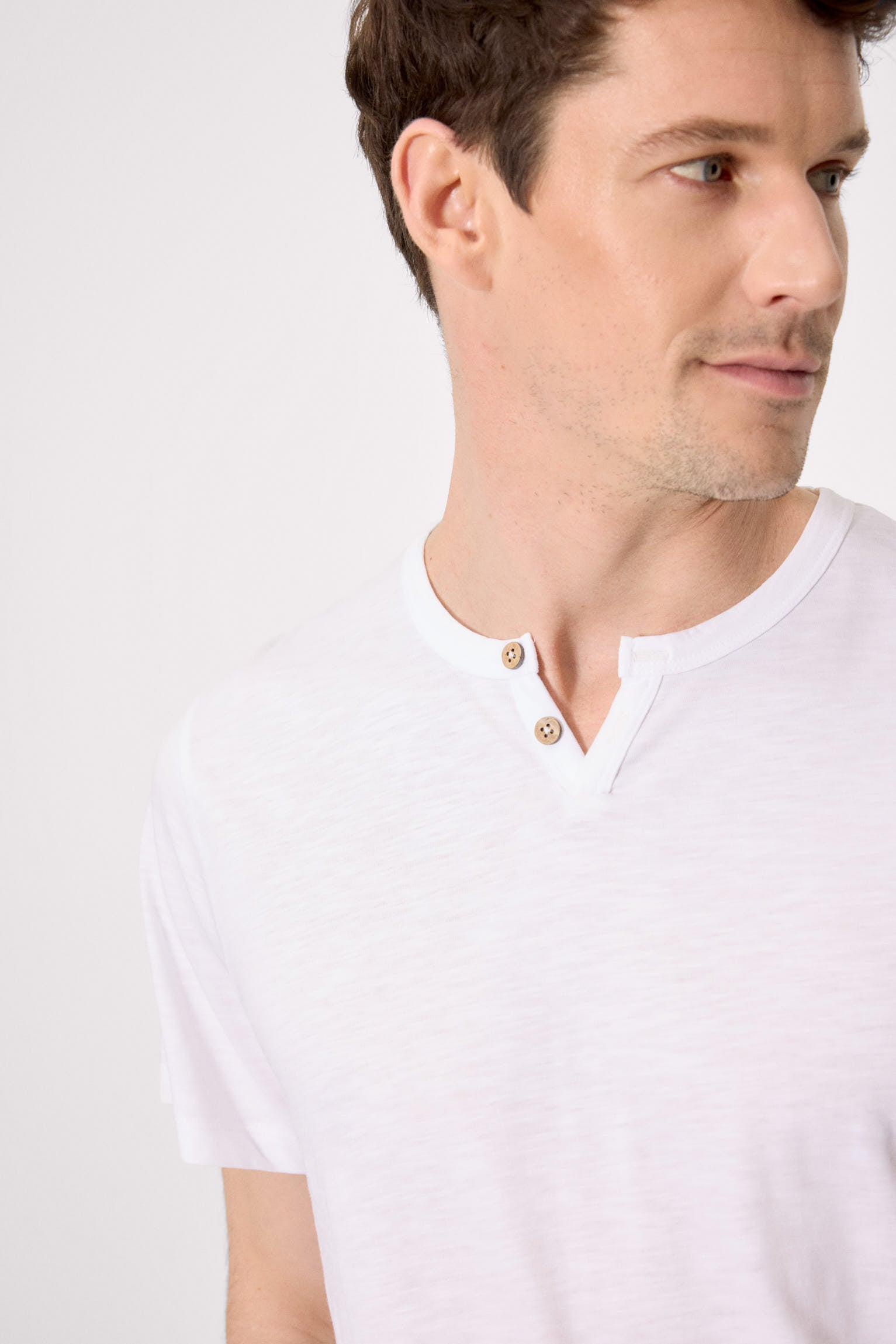 Camiseta manga corta básica cuello panadero blanco - Ysabel Mora