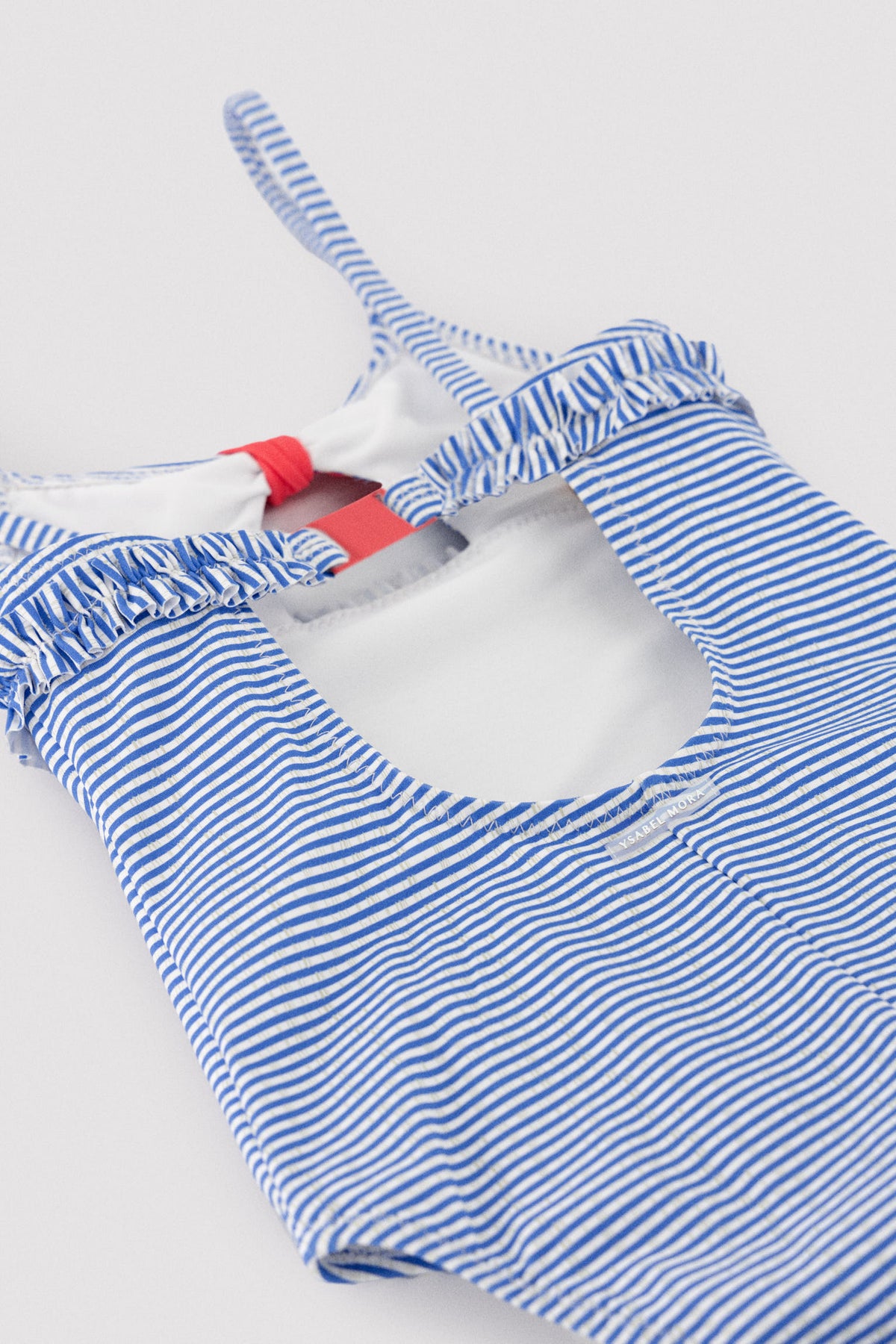 Bañador niña detalle lazo y volantes estampado rayas - Ysabel Mora