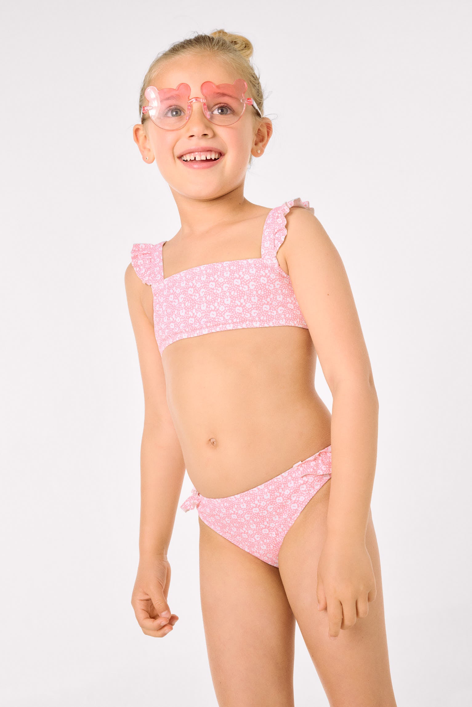 Culetín niña detalle volantes estampado leopardo rosa - Ysabel Mora