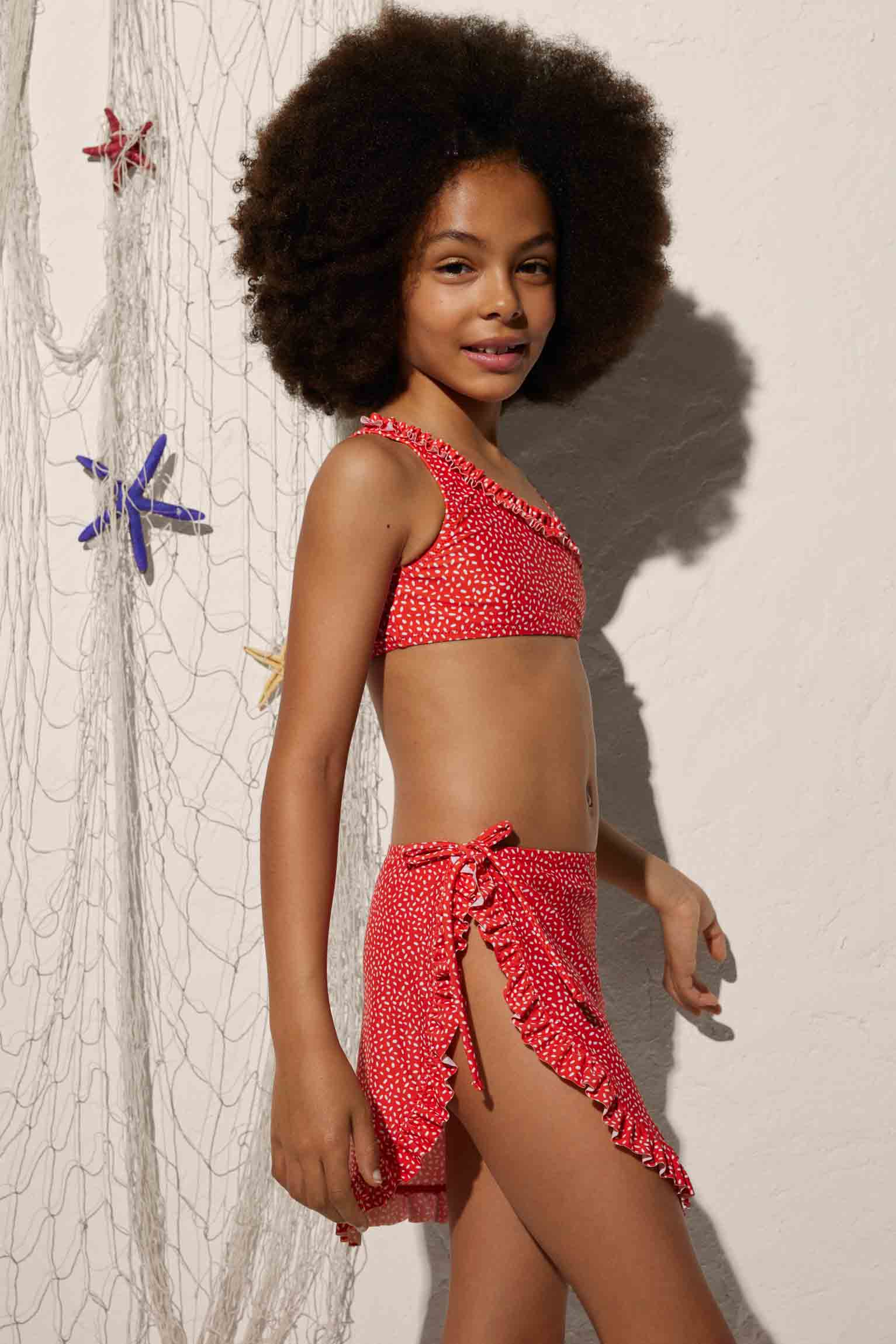 95513-2-falda-pareo-nina-estampado-punteado-ysabel-mora - Rojo