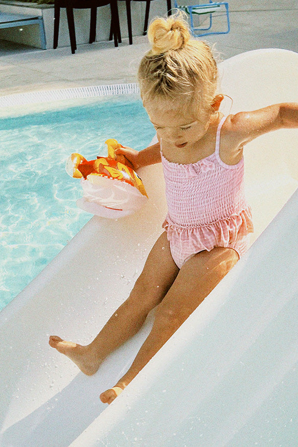 Costume da bagno per neonato a nido d'ape a quadretti rosa