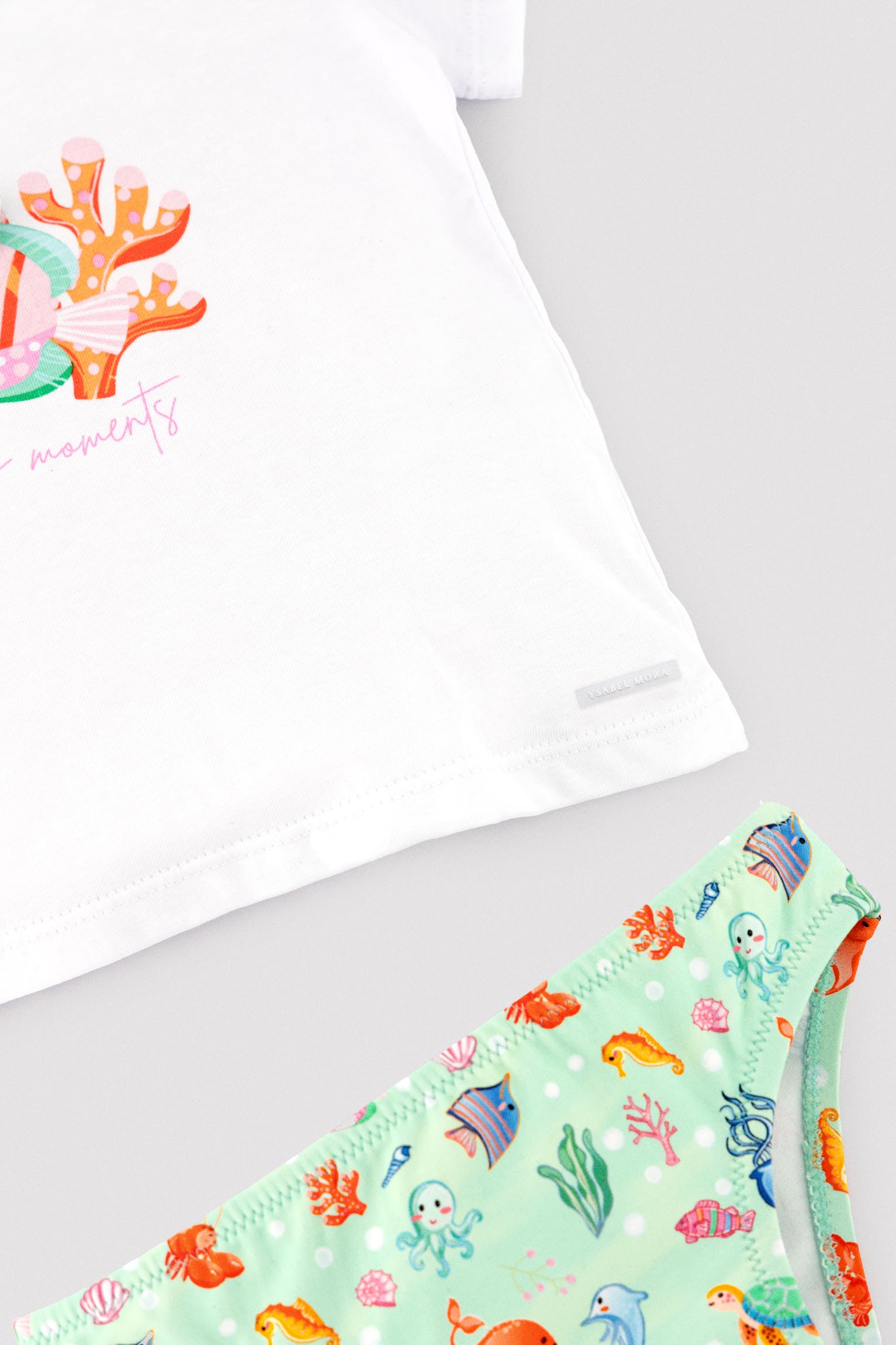 Set per neonato con maglietta e pantaloncini con stampa di animali marini