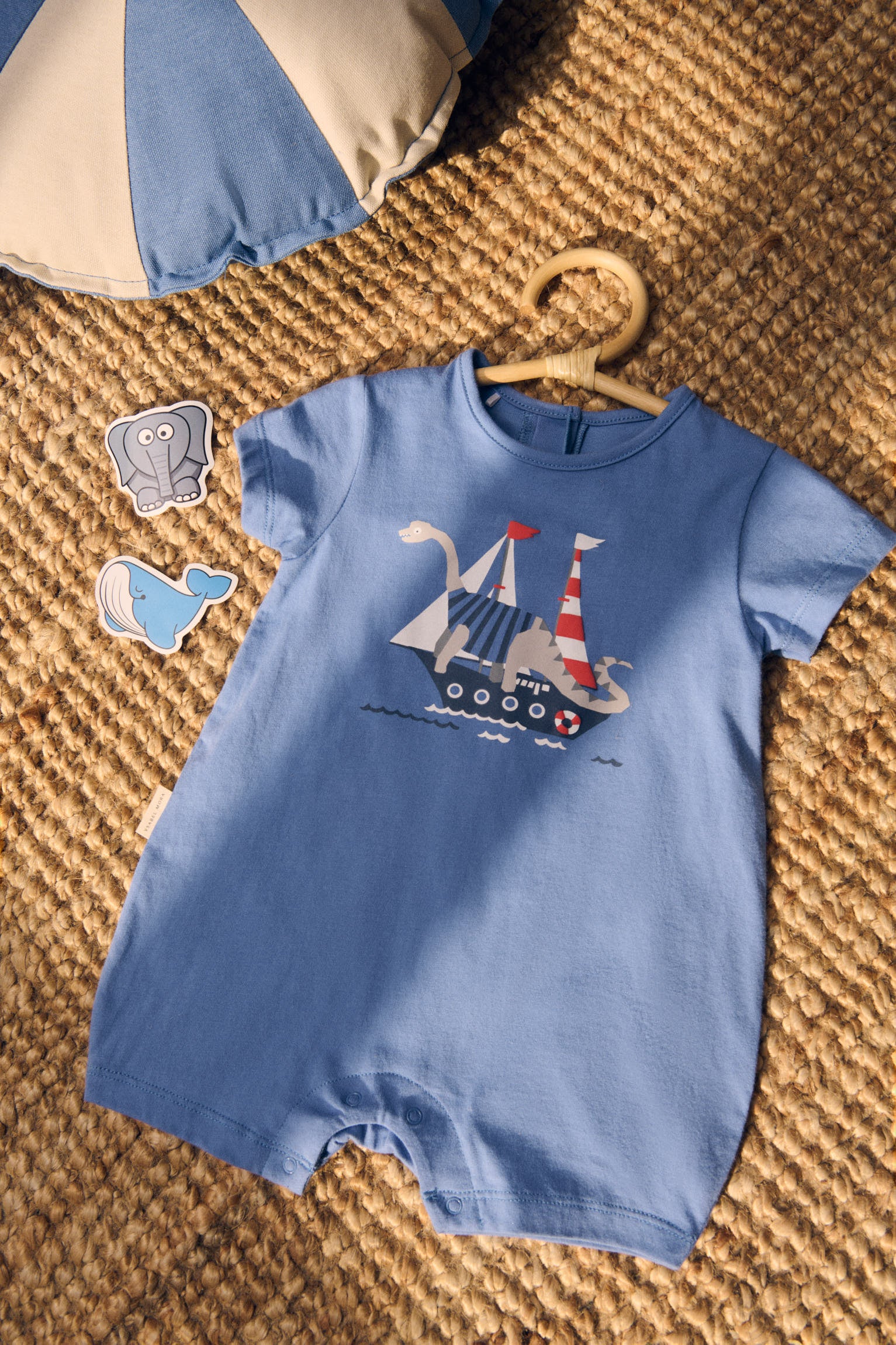 Pelele bebé manga corta estampado barco - Ysabel Mora