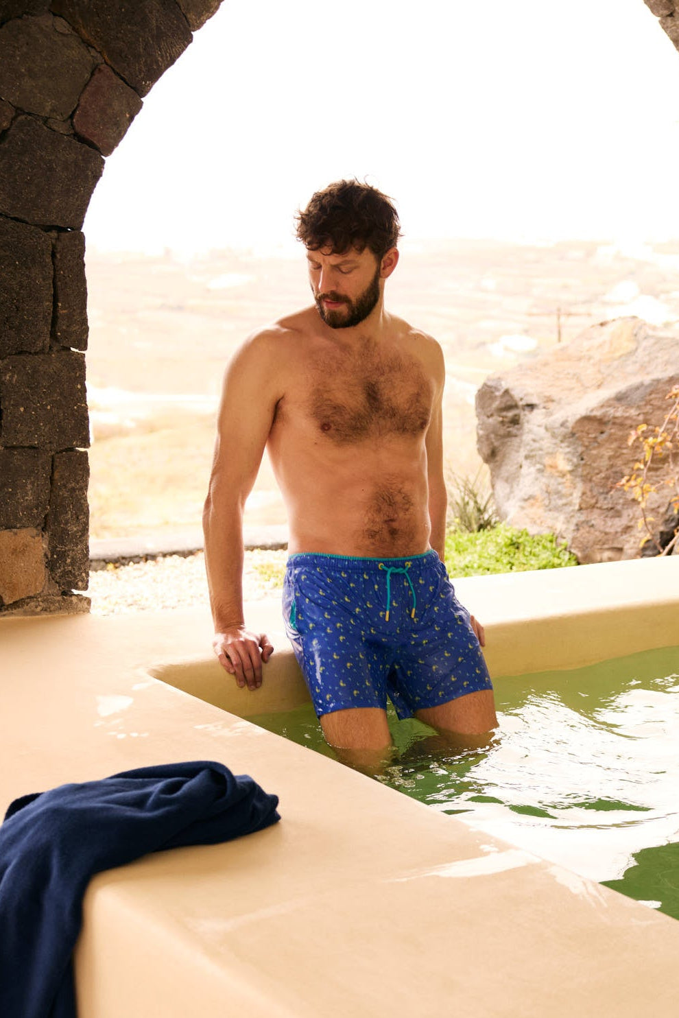 Bañador medio estampado cangrejos azul - Ysabel Mora