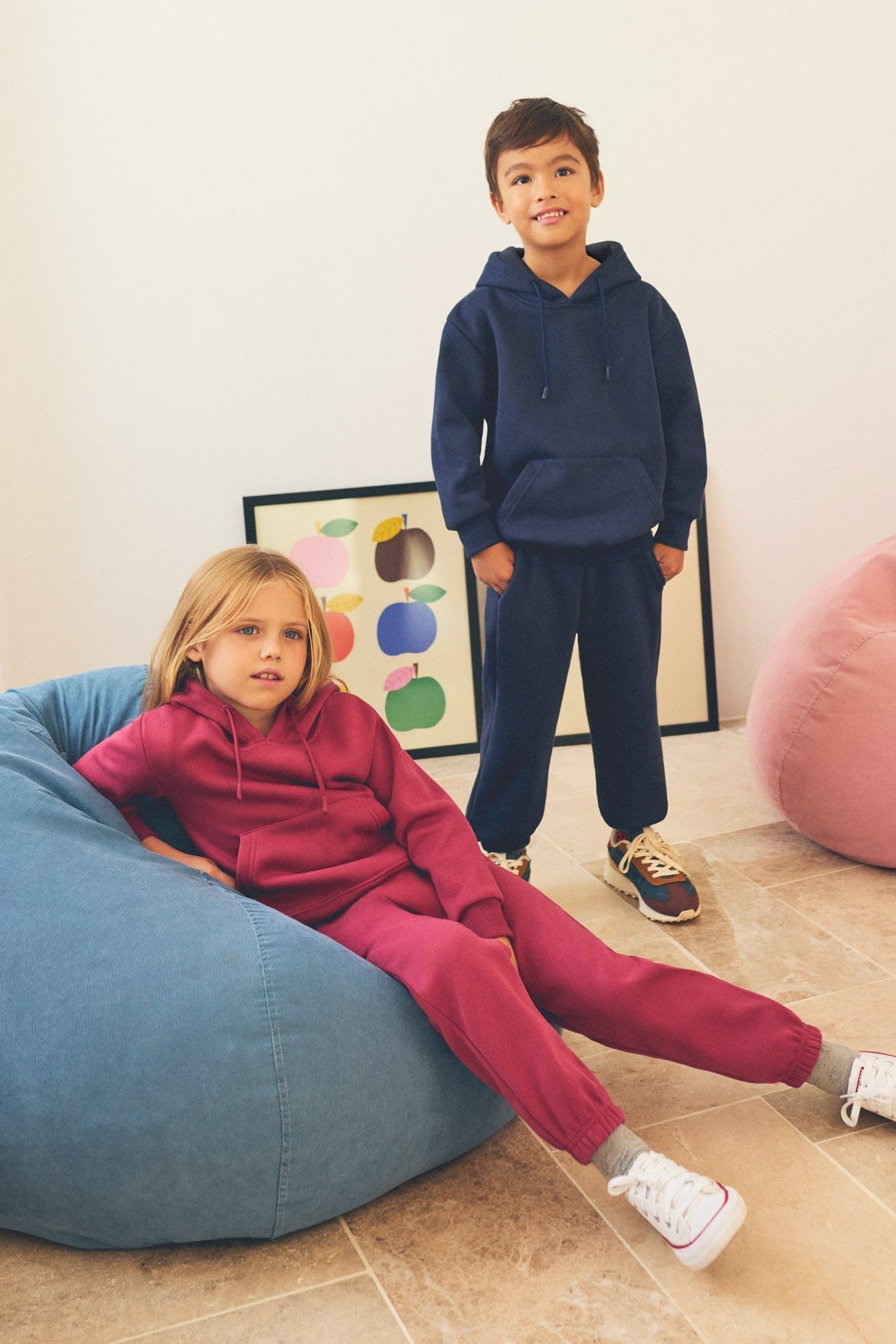 Chándal sportivo de bambina afelpado sudadera y jogger rosa
