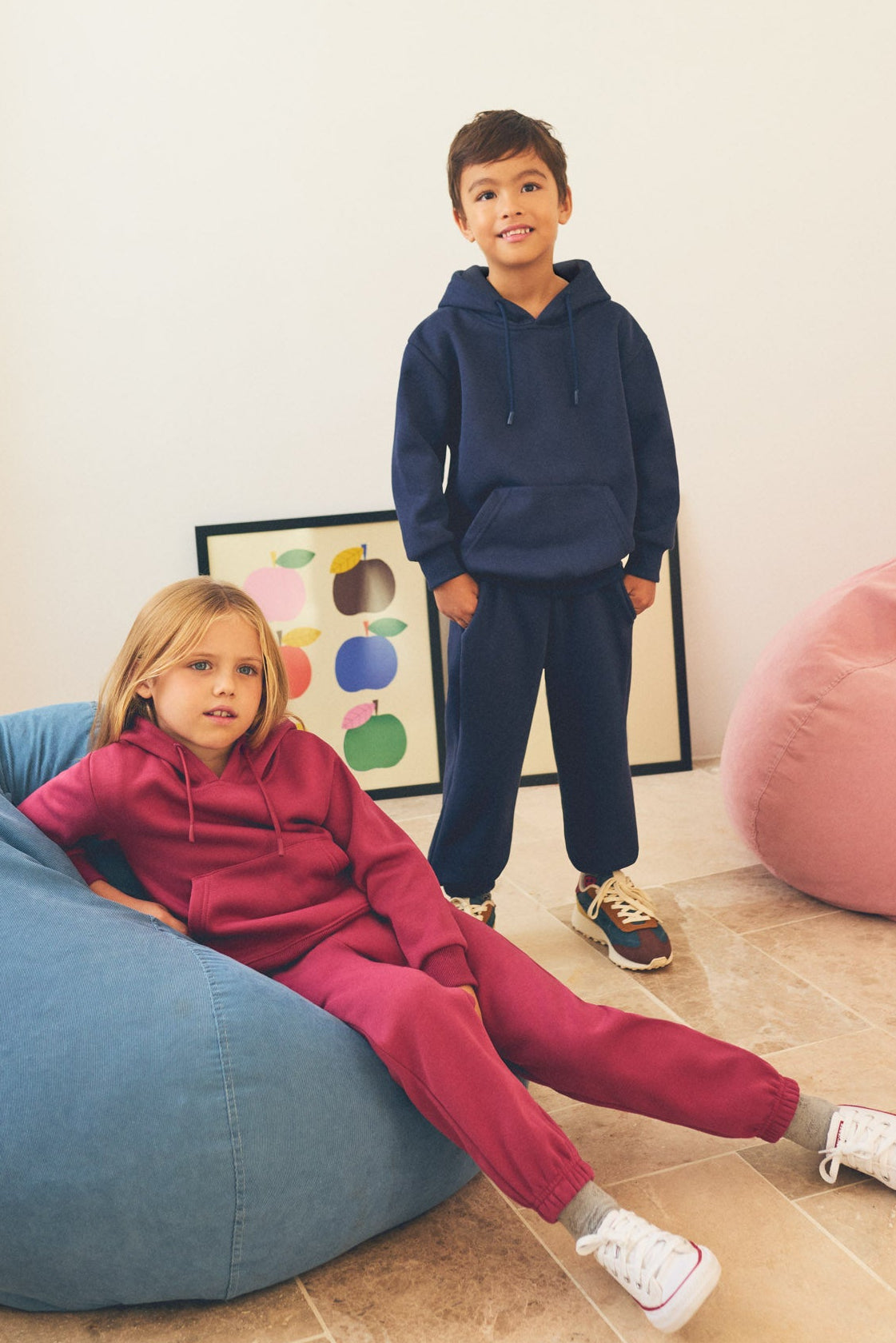 Chándal sportivo de bambino afelpado sudadera y jogger ancho marino
