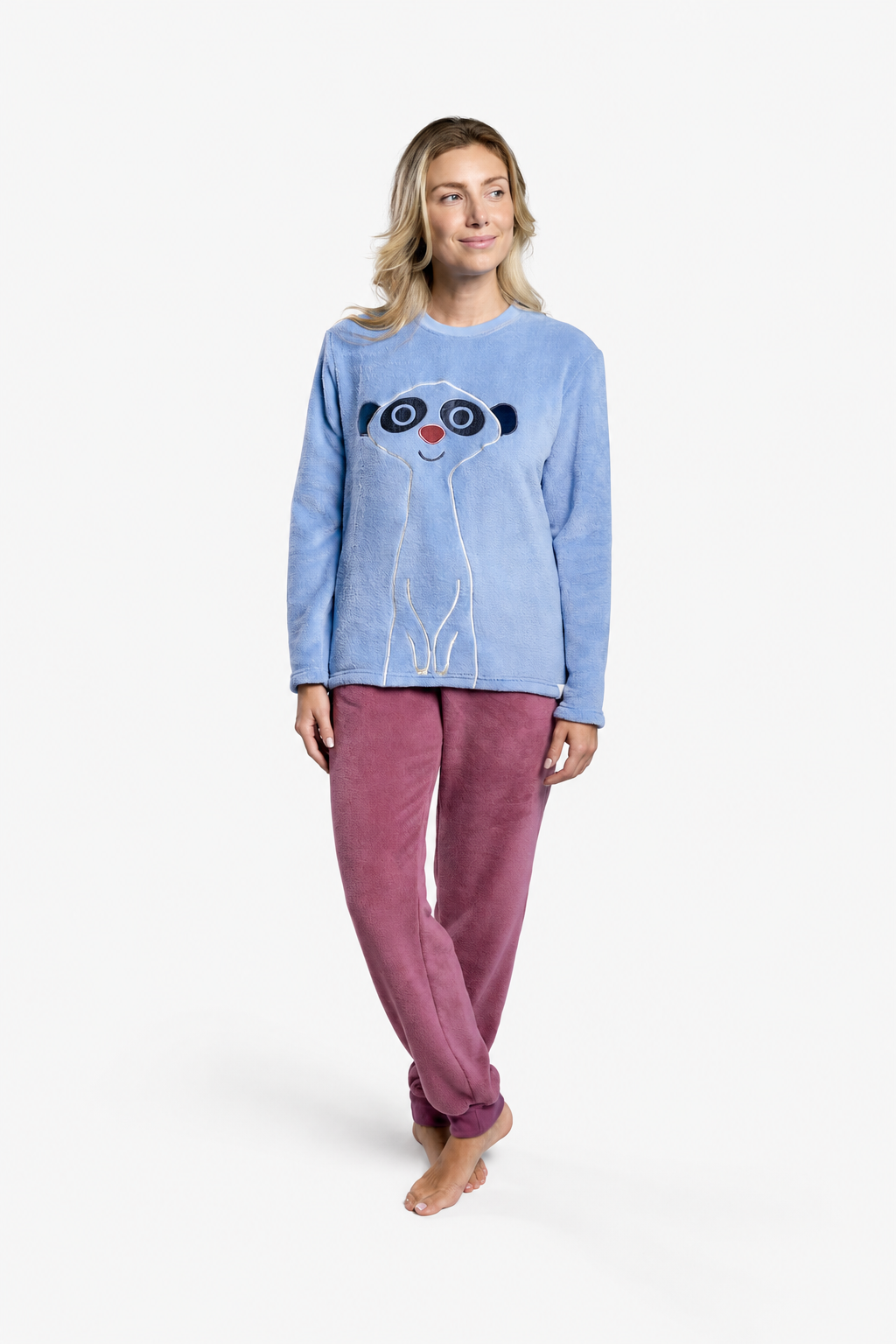 Pijama largo polar coralina donna suricato