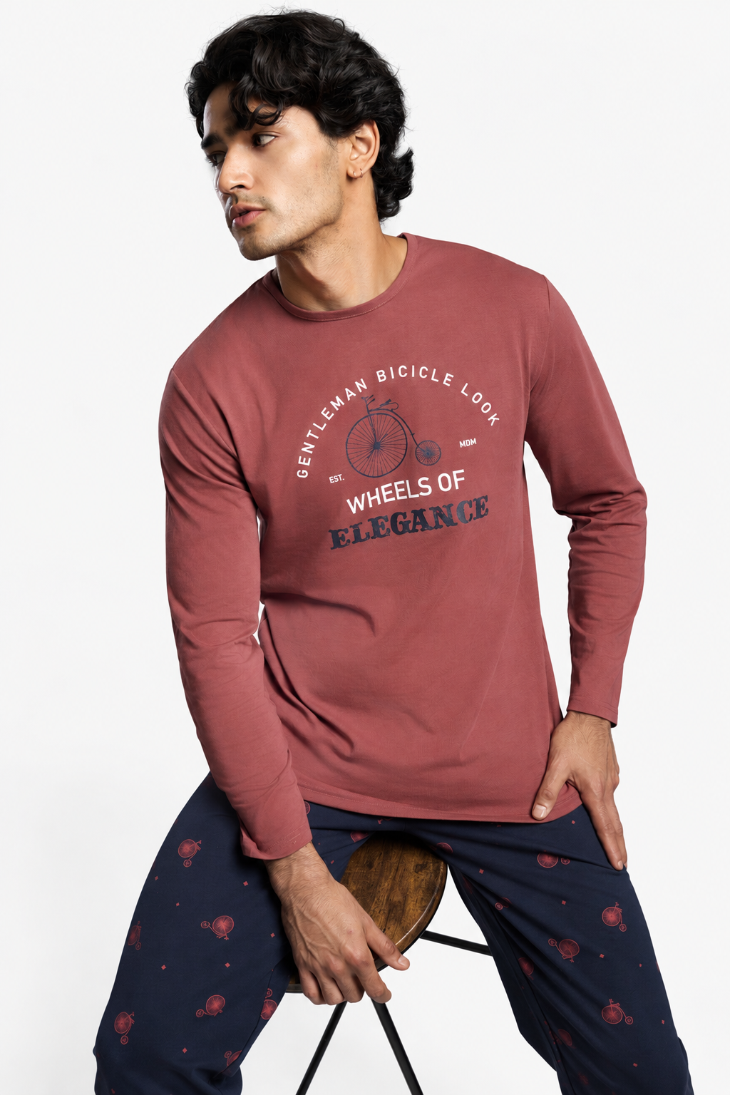 Pigiama lungo cotone uomo stampa Gentleman Bicicle Look